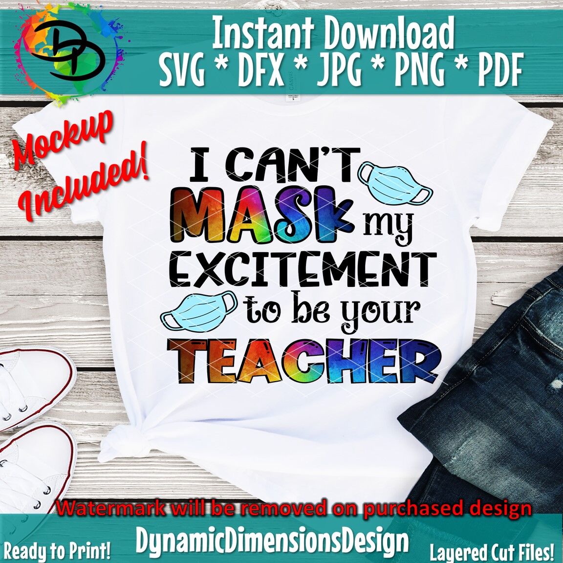 Teacher, Cant Mask my Excitement, Mask svg, school svg, Teacher svg, D By Dynamic Dimensions ...