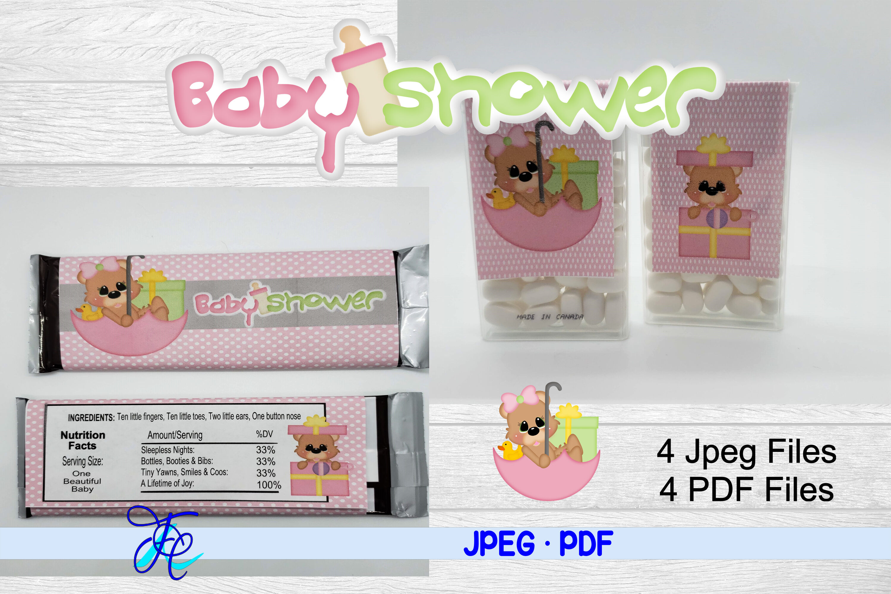 Baby Shower Girl Bear By Family Creations Thehungryjpeg Com