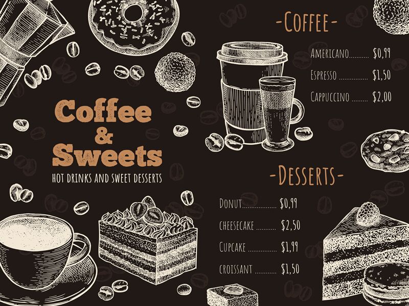 coffee shop menu chalkboard