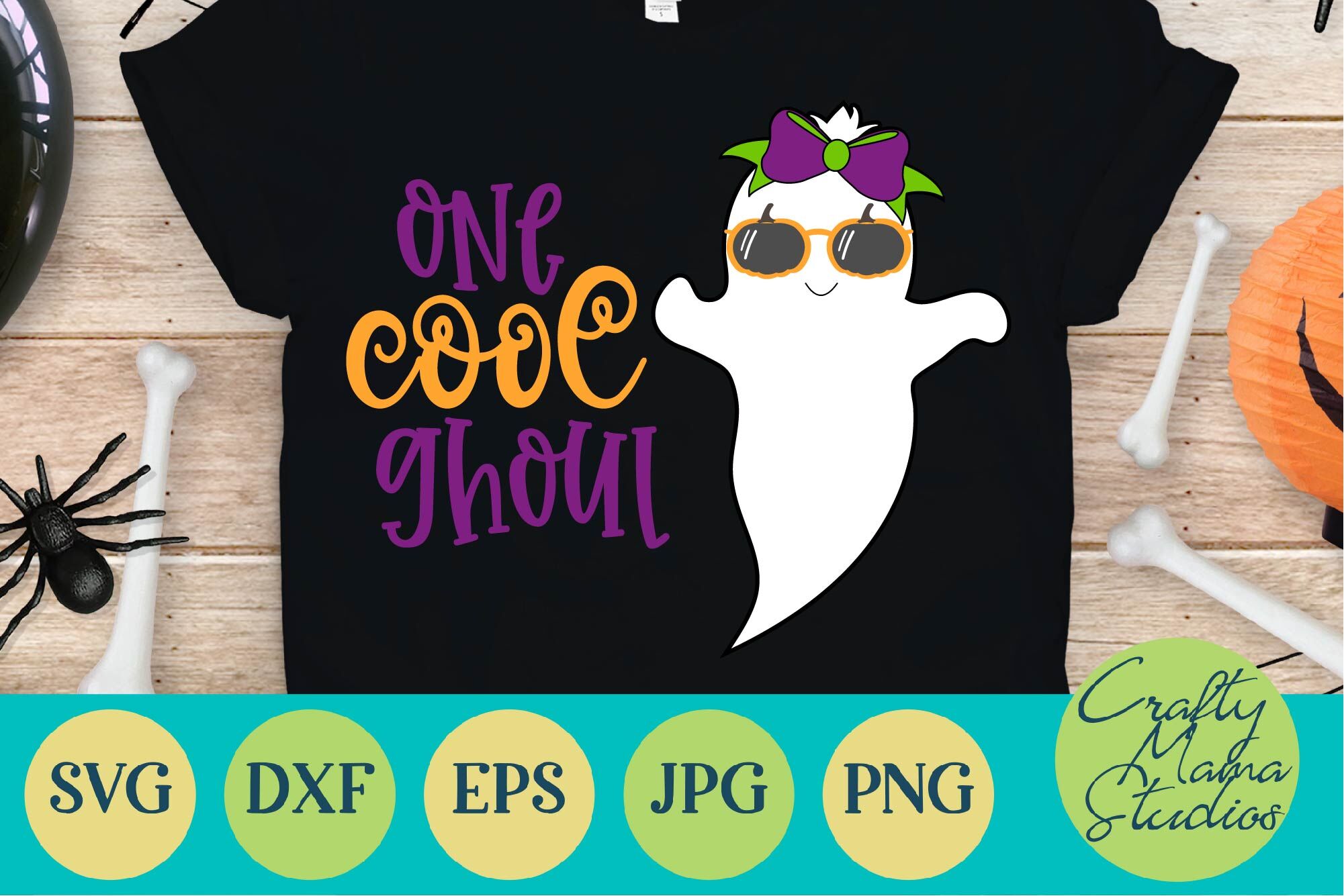 Halloween Svg Ghost Svg One Cool Ghoul Svg Cool Ghost By Crafty Mama Studios Thehungryjpeg Com