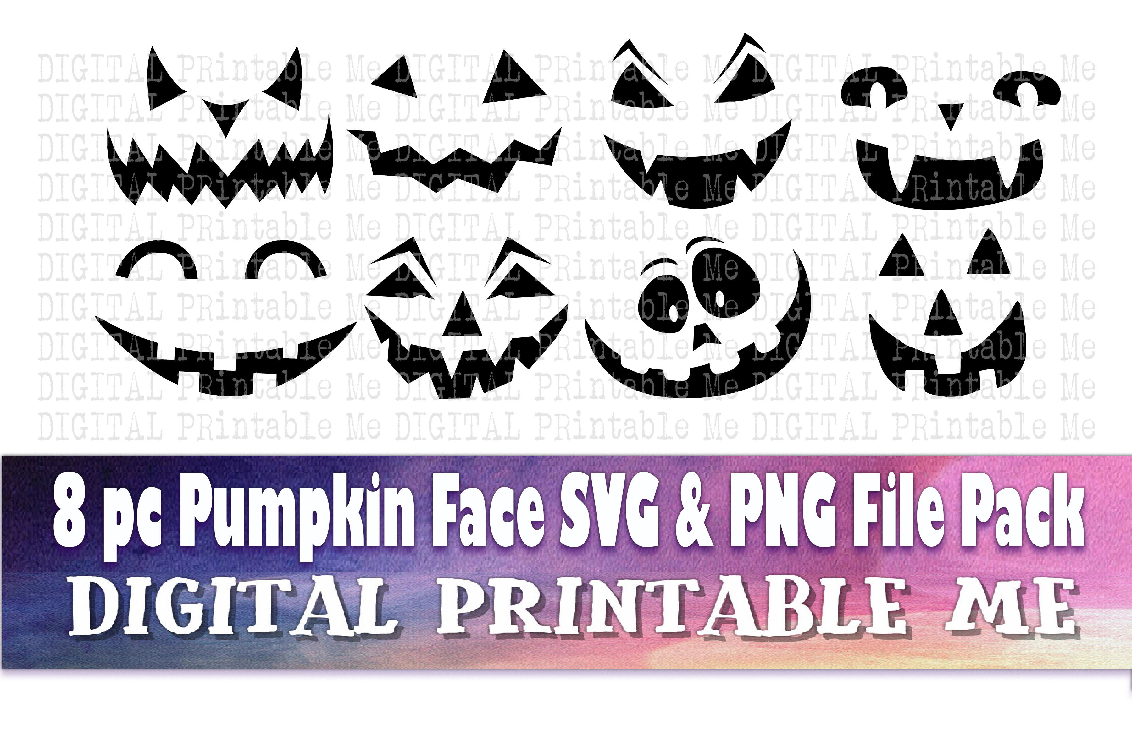 Pumpkin Face Silhouette Svg Png Clip Art Diy Images Pack Carvi By Digitalprintableme Thehungryjpeg Com