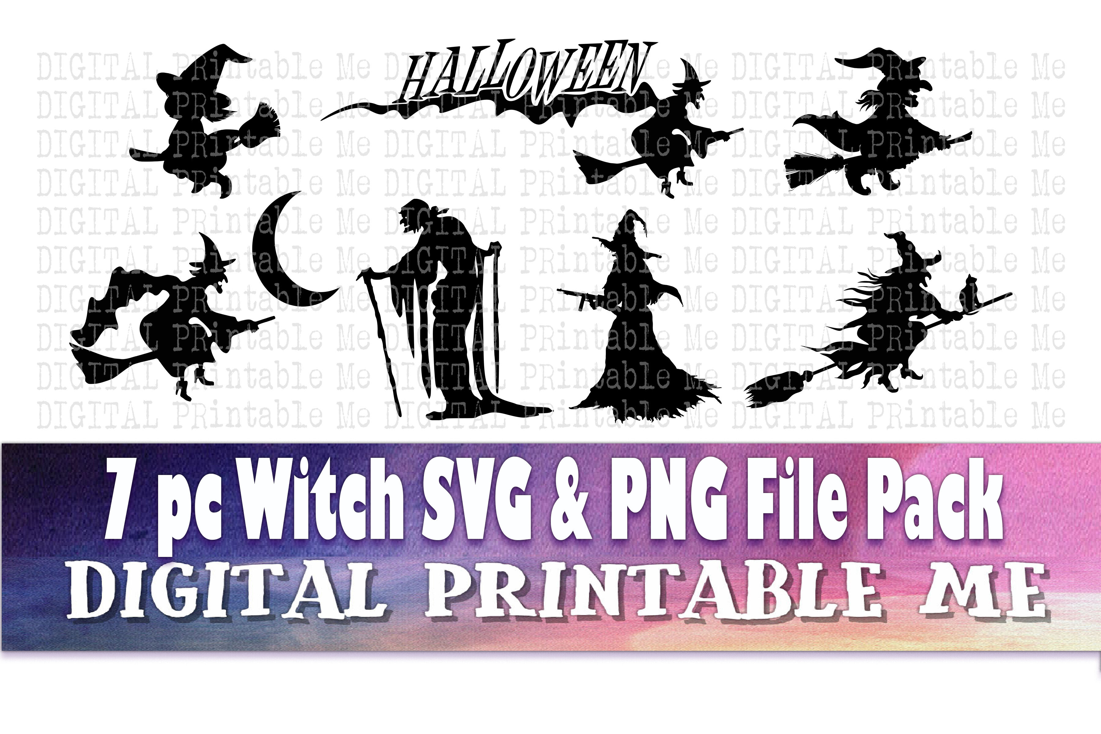 Witch Svg Png Images Silhouette Clip Art Pack Instant Download By Digitalprintableme Thehungryjpeg Com