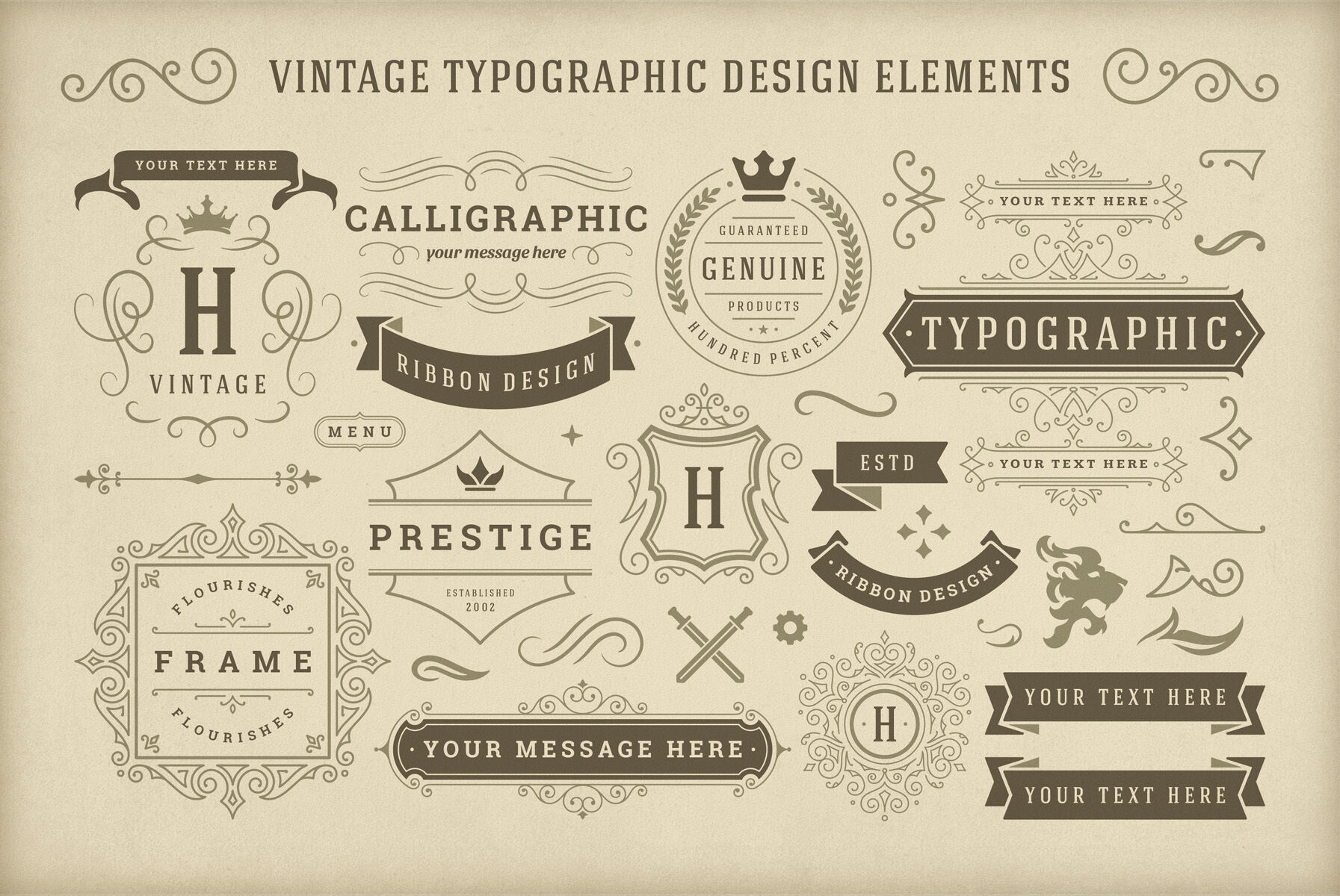 Vintage Typographic Design Elements By Vasya Kobelev | TheHungryJPEG