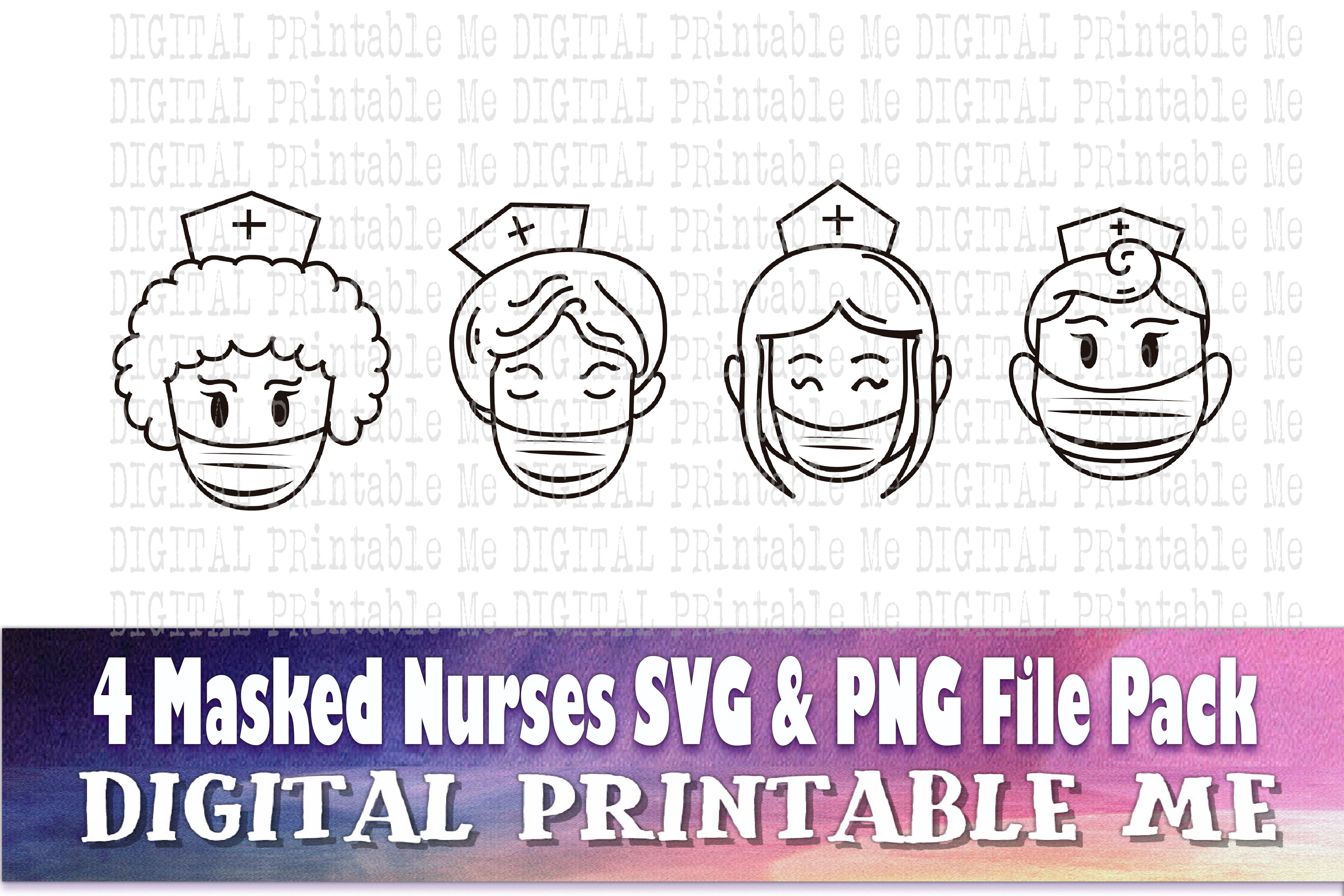 Nurse Wearing Masks Bundles Svg Png Files Covid 19 2020 Socia By Digitalprintableme Thehungryjpeg Com