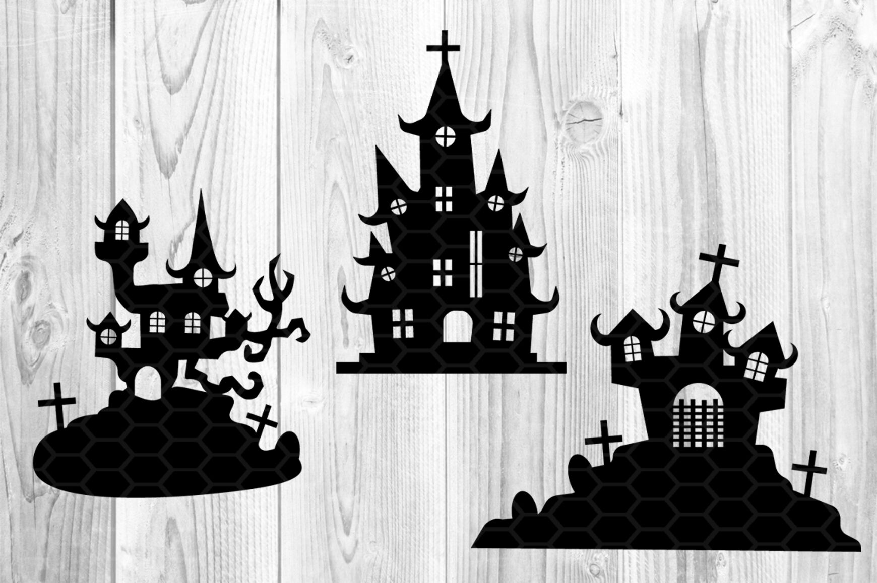 Haunted House Silhouette Template