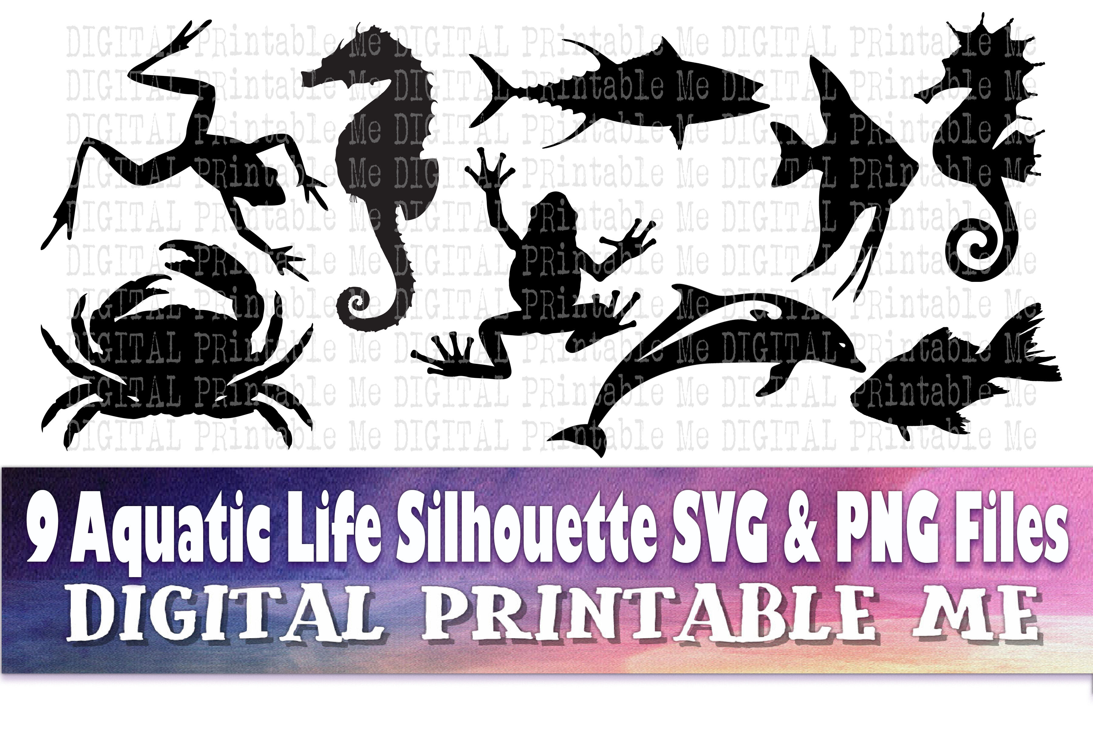 Aquatic Life Svg Bundle Silhouette Png Clip Art 9 Digital Cut Fi By Digitalprintableme Thehungryjpeg Com