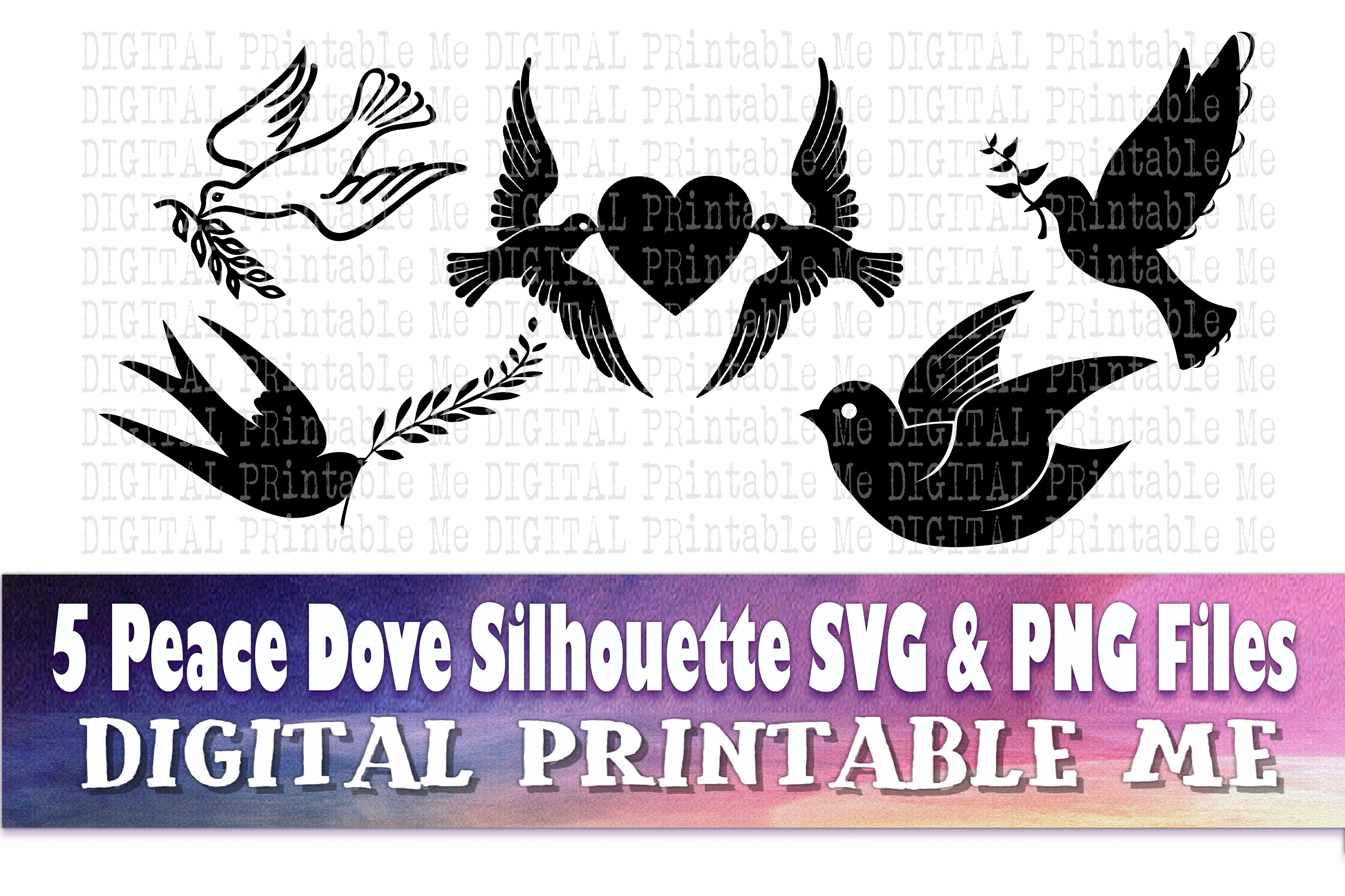 Peace Dove Silhouette Svg Png Bird Flowers Olive Branch Clip Art By Digitalprintableme Thehungryjpeg Com