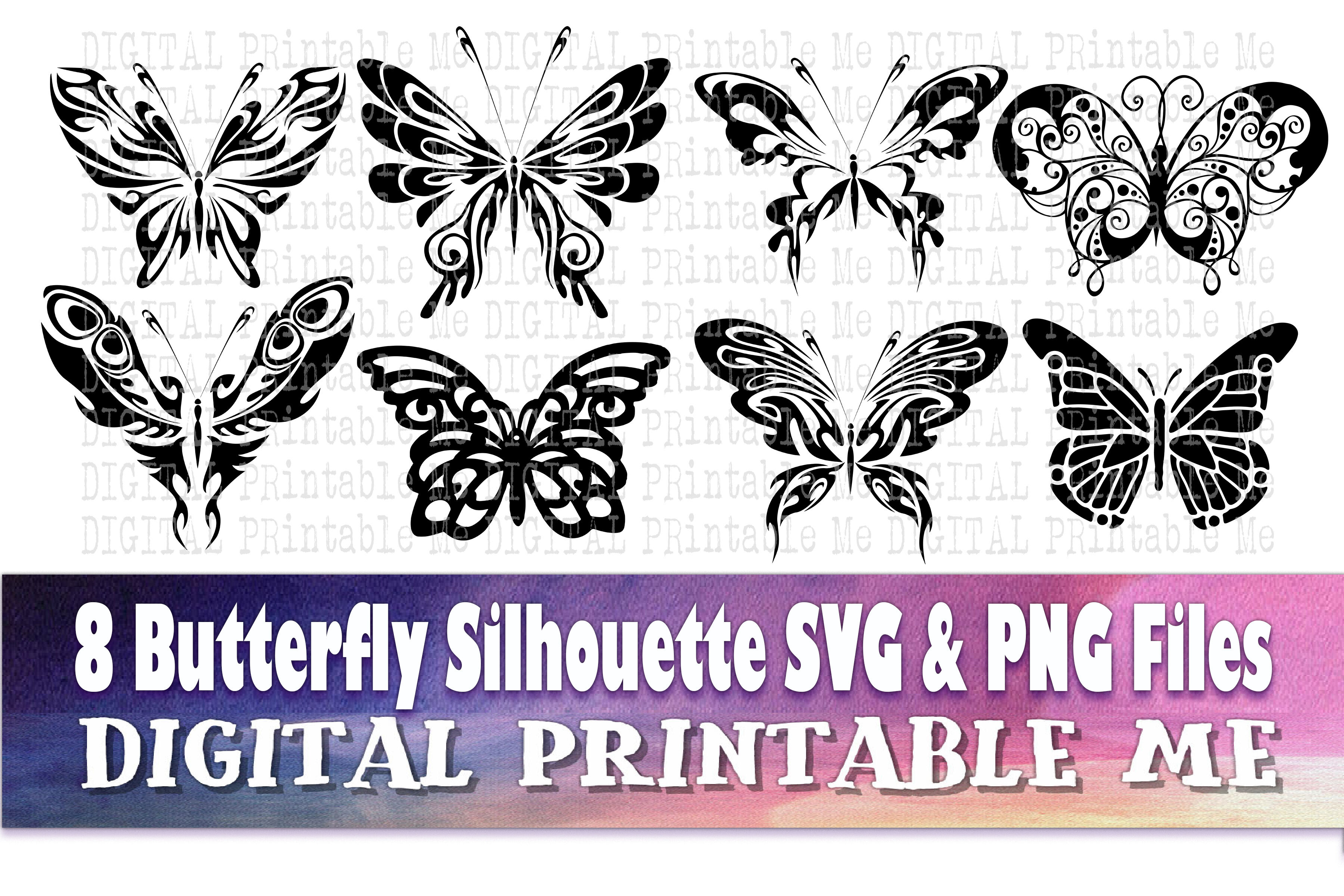 Butterfly Svg Silhouette Bundle Png Clip Art 10 Digital Cut File By Digitalprintableme Thehungryjpeg Com