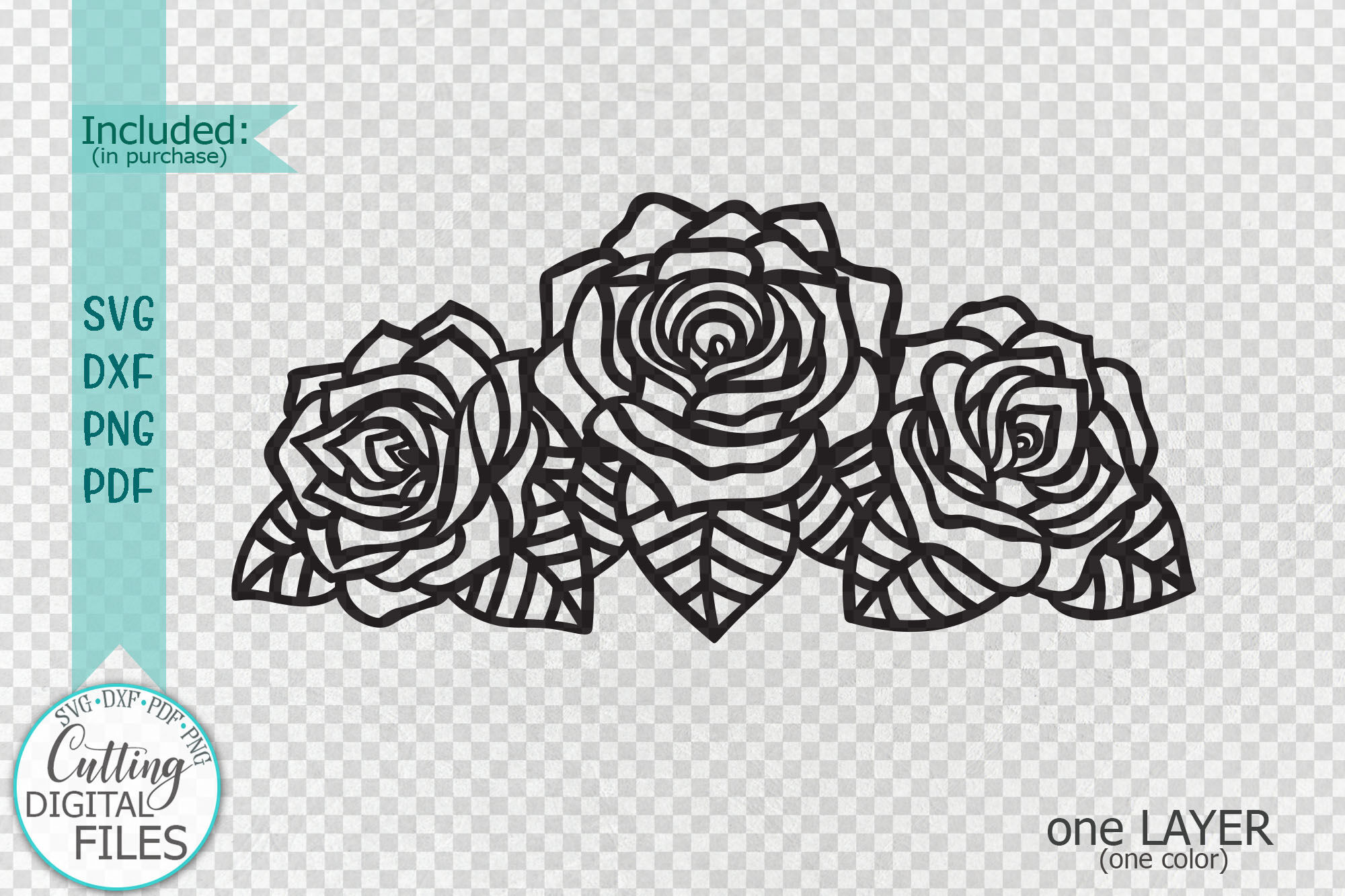 Roses with leaves border svg dxf cut out laser cricut files By ...