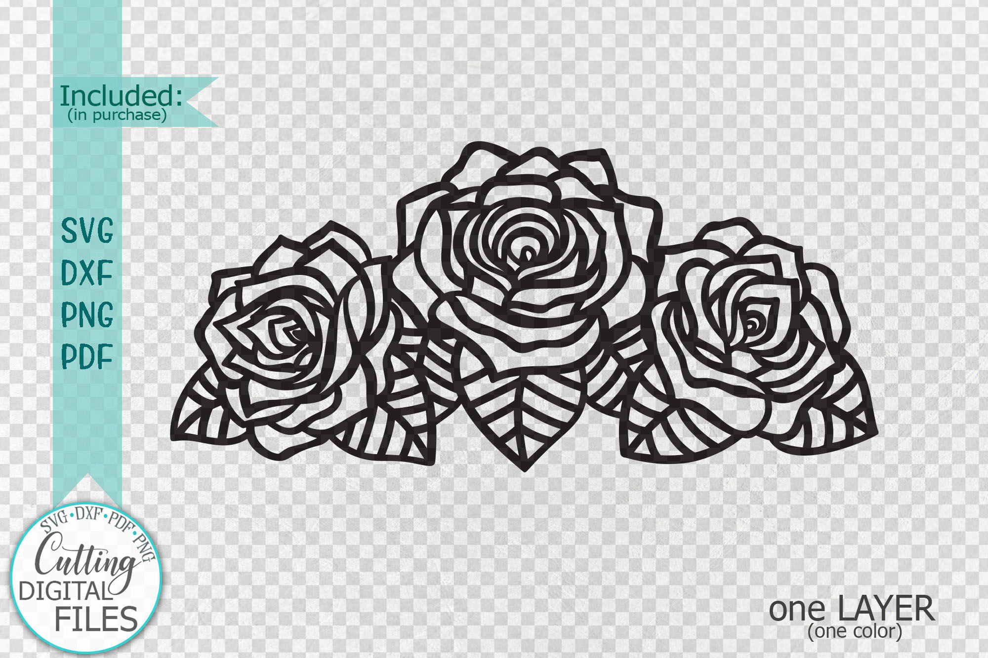 Roses with leaves border svg dxf cut out laser cricut files By