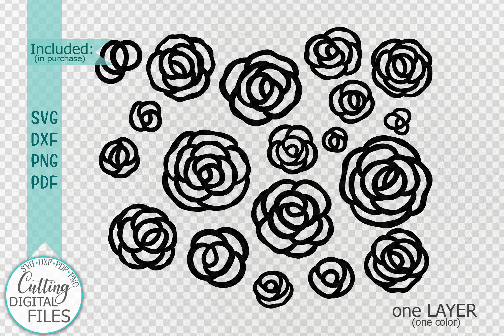 Download Roses Big Bundle Flowers Bouquet Cut Out Laser Svg Cricut By Kartcreation Thehungryjpeg Com SVG, PNG, EPS, DXF File