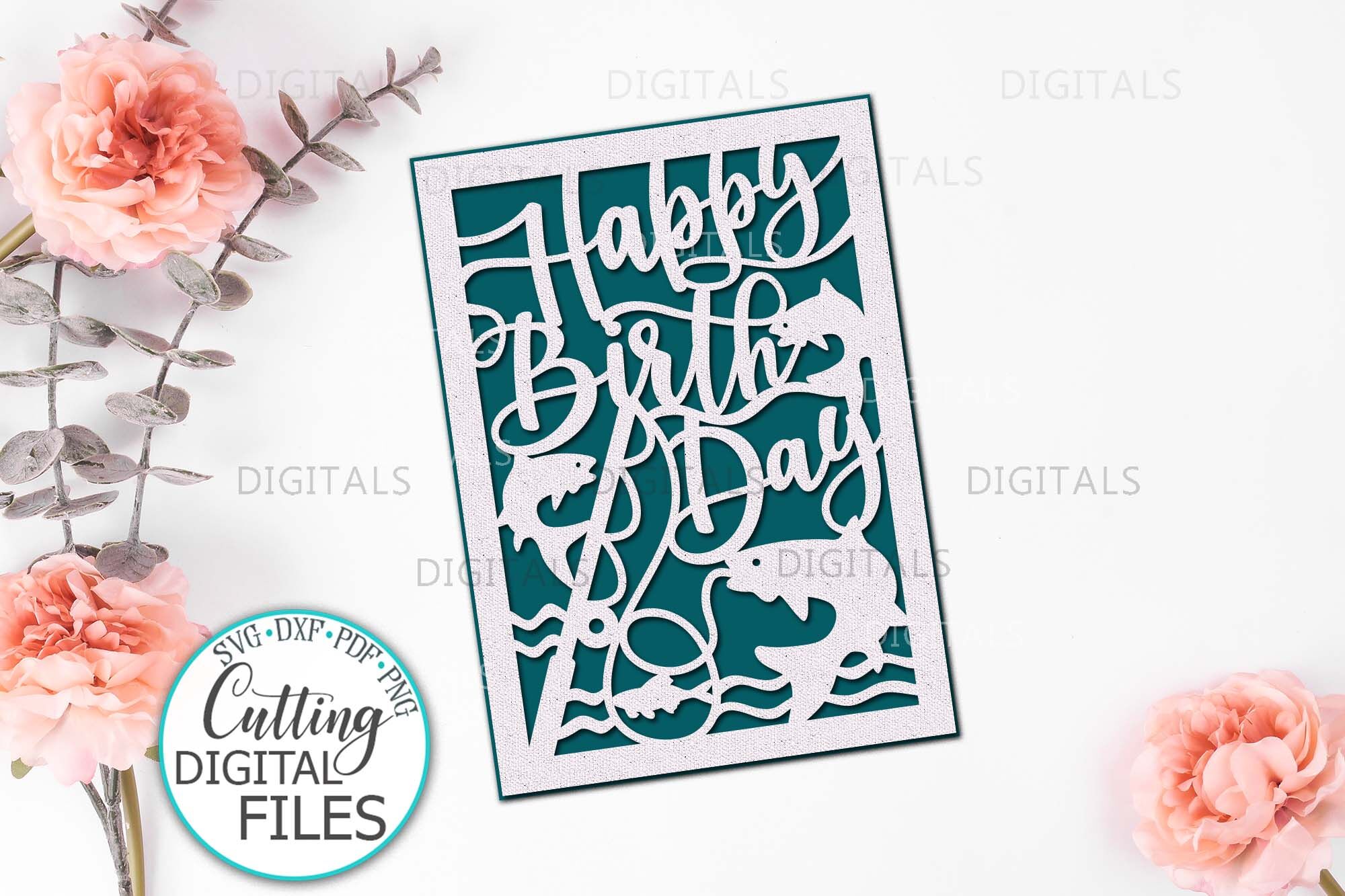 Download Happy Birthday card papercut svg laser cut cricut template By kArtCreation | TheHungryJPEG.com