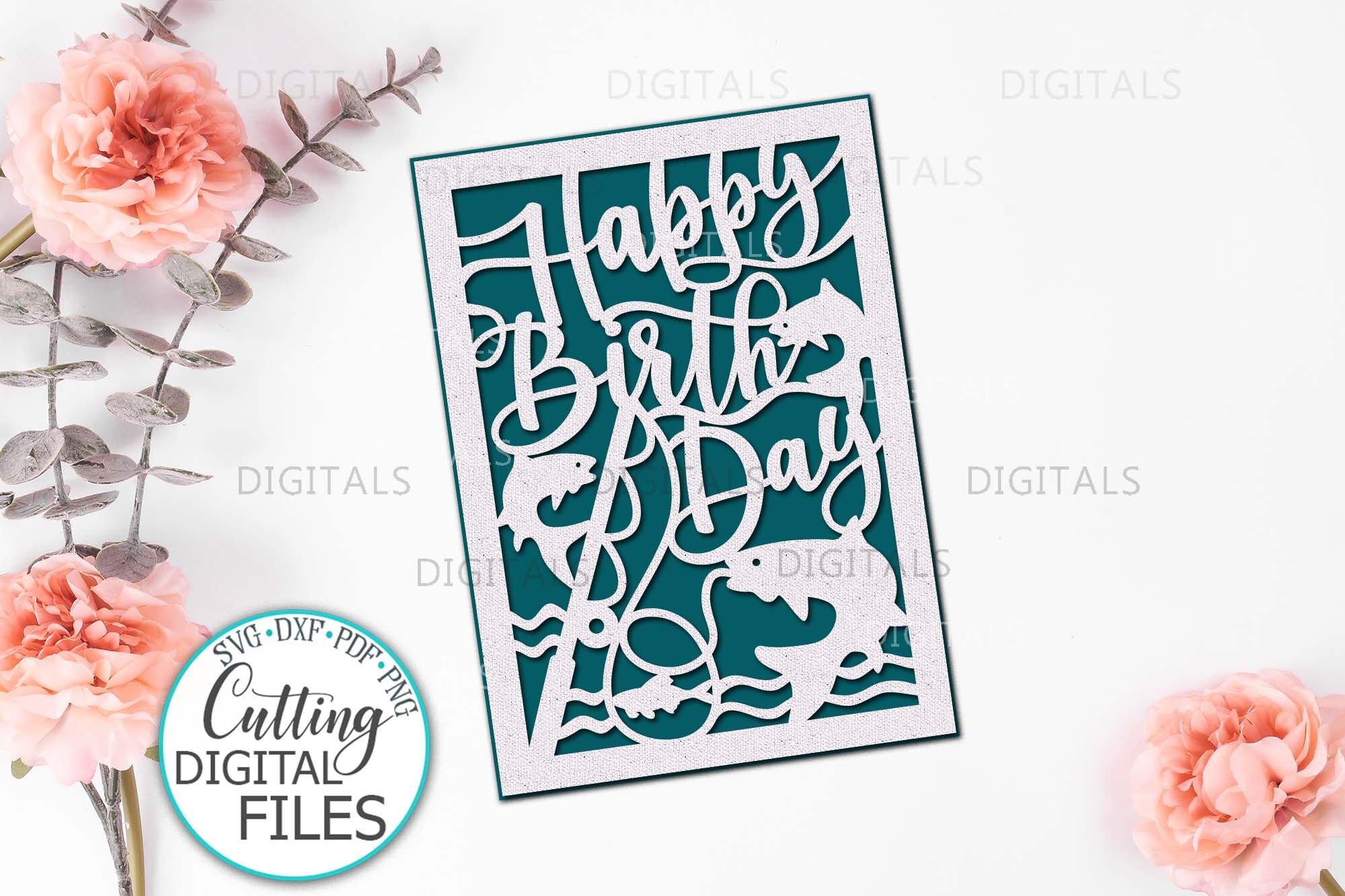 Download Happy Birthday Card Papercut Svg Laser Cut Cricut Template By Kartcreation Thehungryjpeg Com