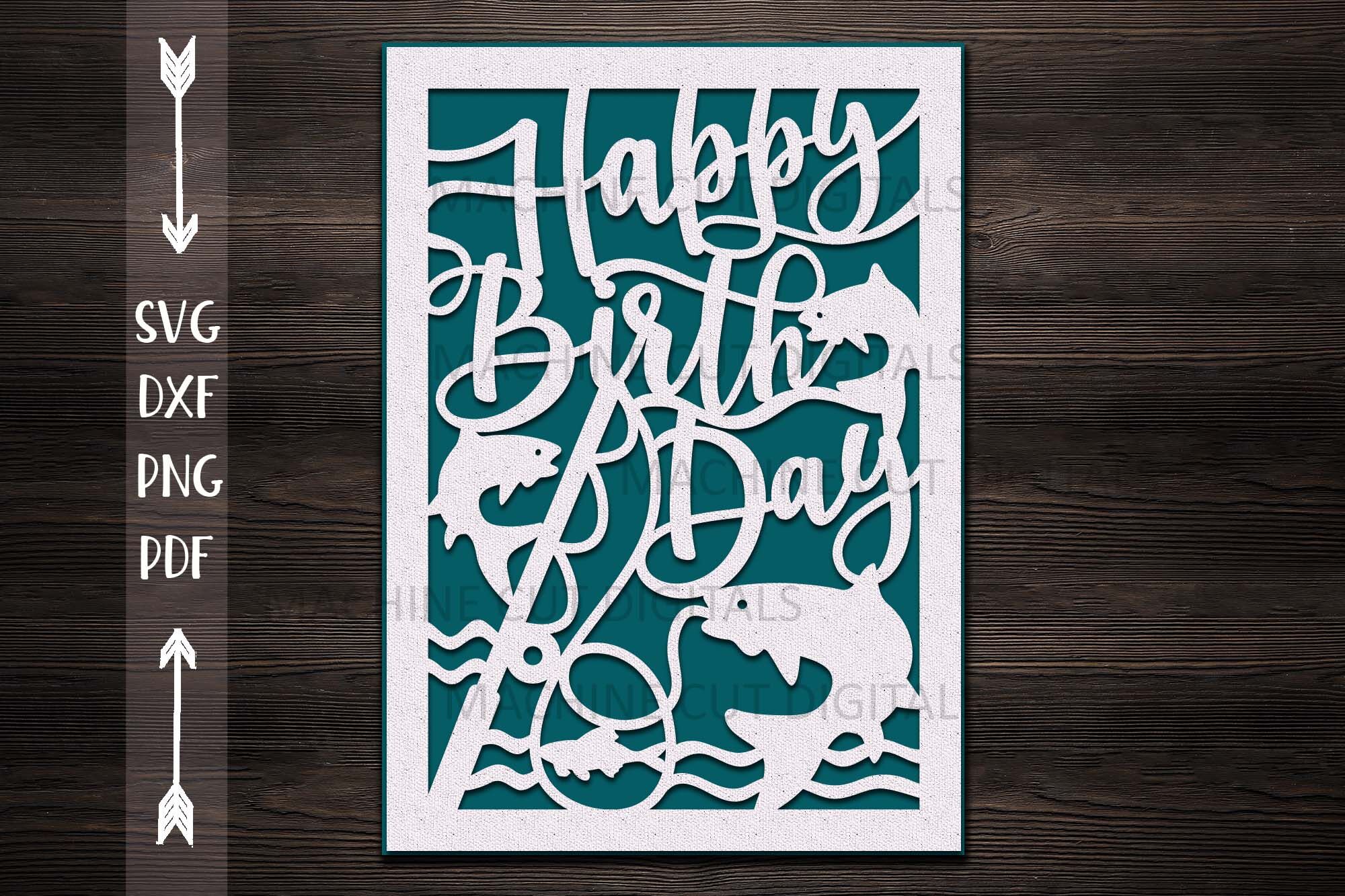 Happy Birthday card papercut svg laser cut cricut template By