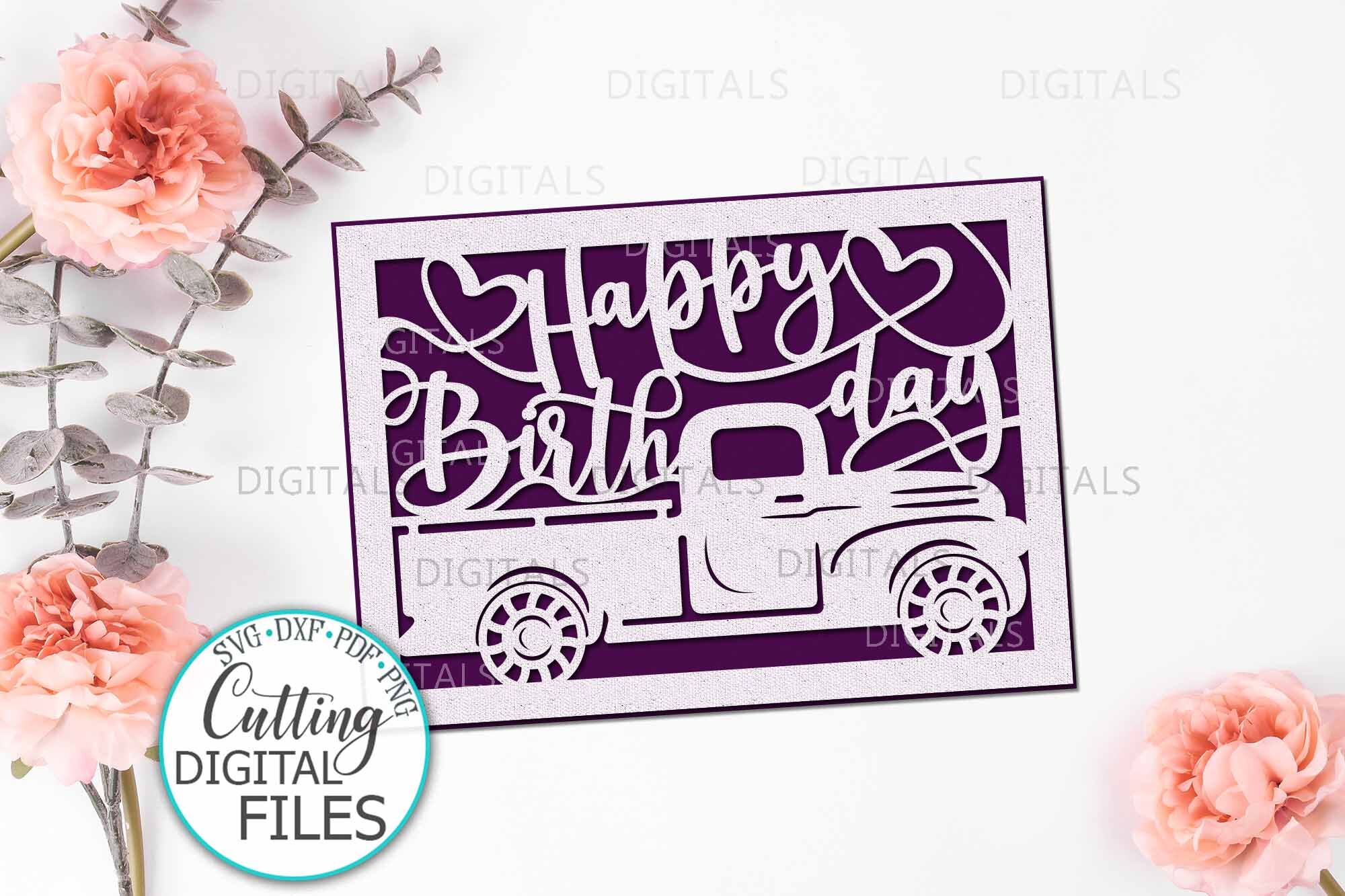 Download Happy Birthday card papercut svg laser cut cricut template By kArtCreation | TheHungryJPEG.com