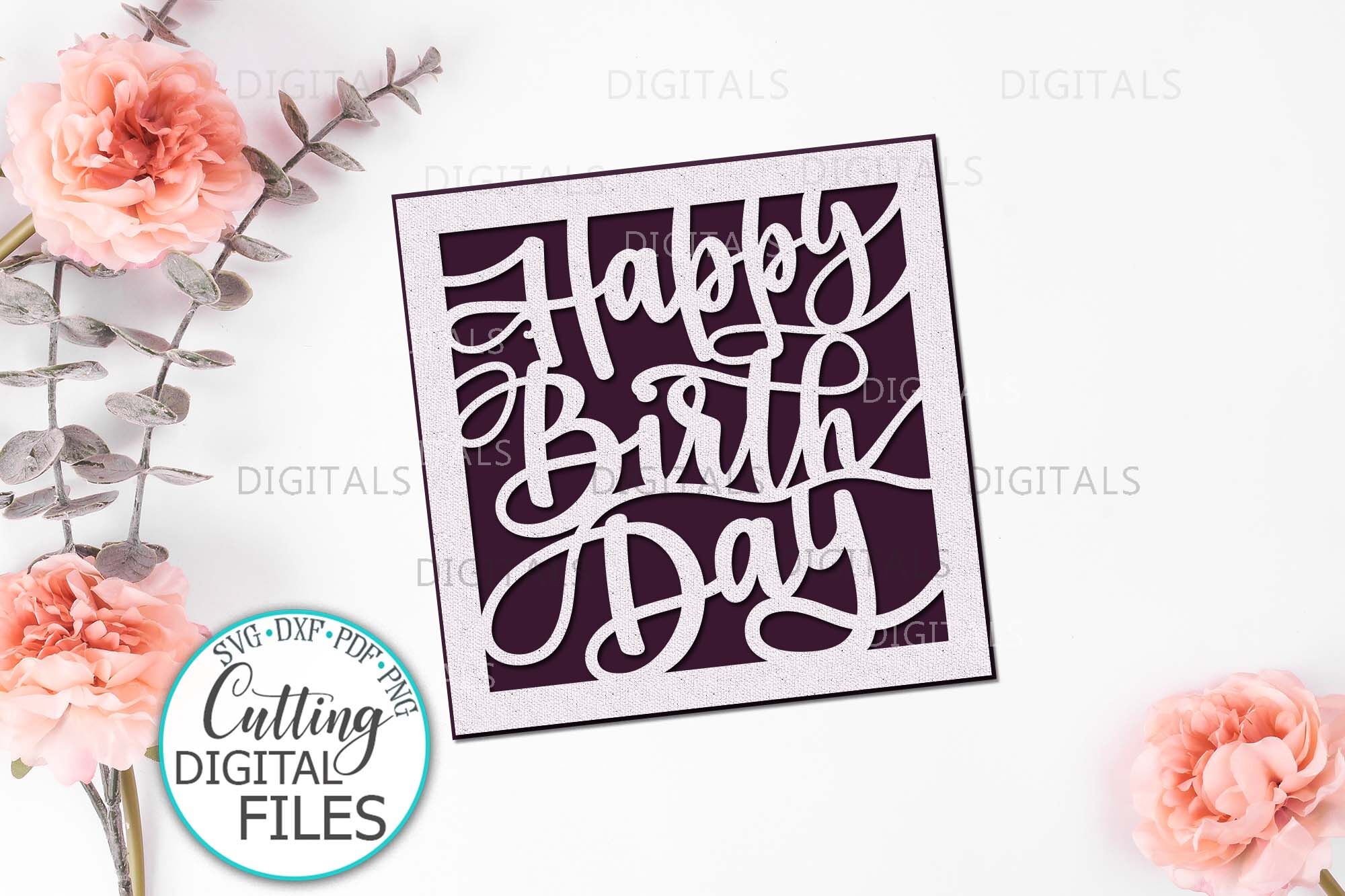 Download Happy Birthday Card Papercut Svg Laser Cut Cricut Template By Kartcreation Thehungryjpeg Com SVG, PNG, EPS, DXF File