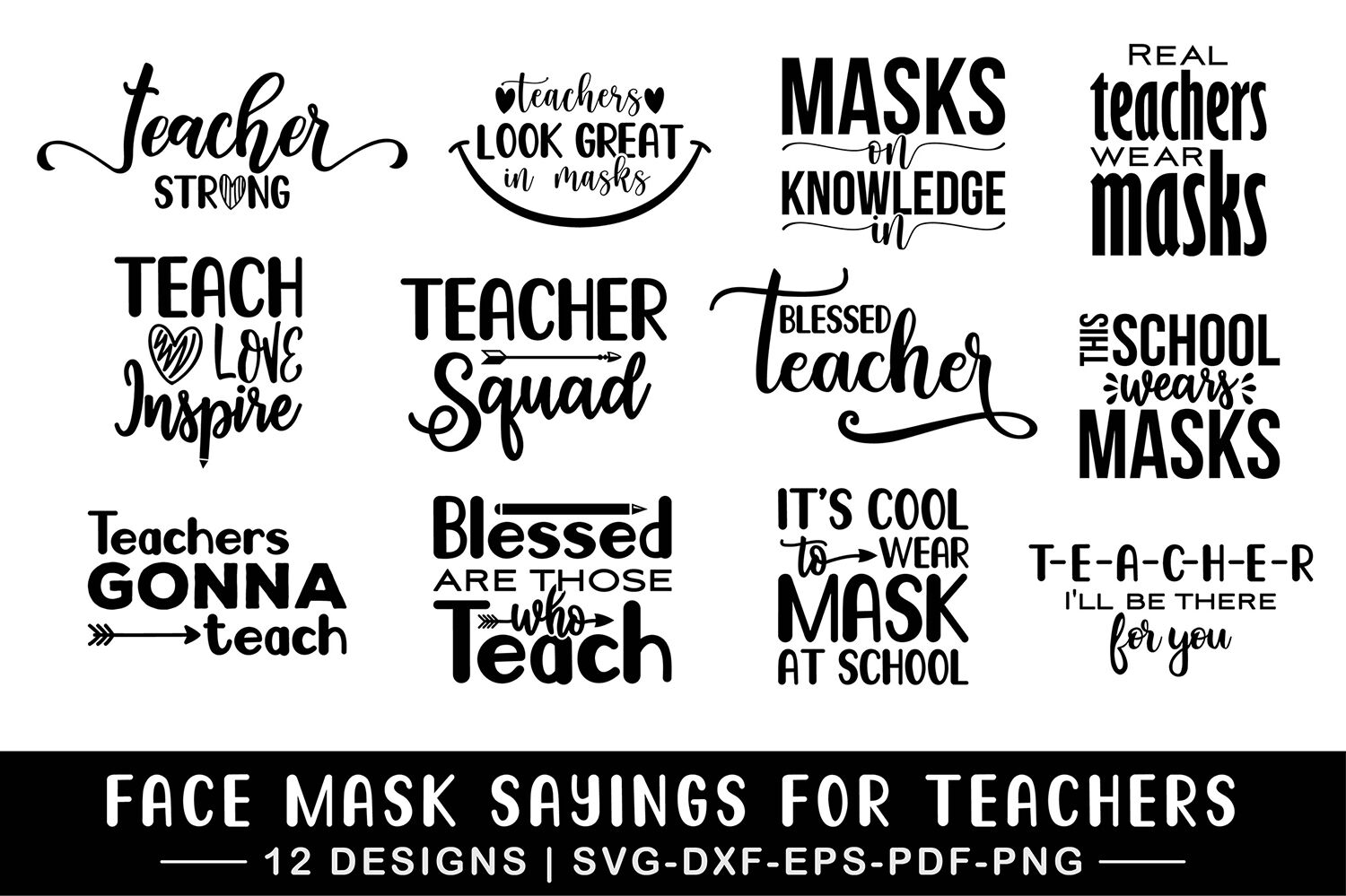 Download Face Mask SVG Bundle, Face Mask Sayings For Teachers By CraftLabSVG | TheHungryJPEG.com
