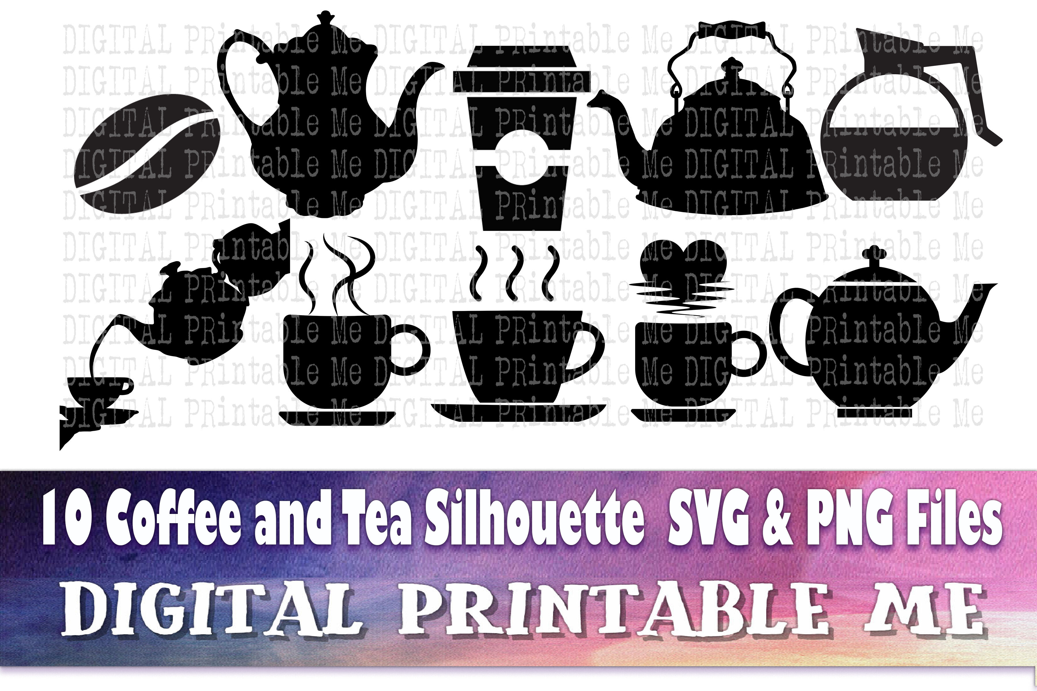 Download Coffee Svg Tea Silhouette Bundle 10 Images Hot Drink Beverage Mug By Digitalprintableme Thehungryjpeg Com