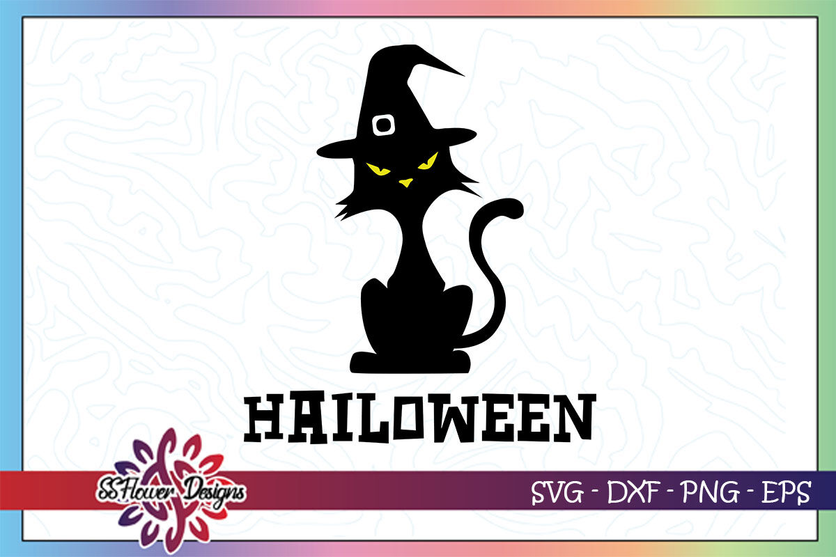 Funny Cat Halloween Svg Halloween Hat Svg Witch Cat Svg Witch Hat