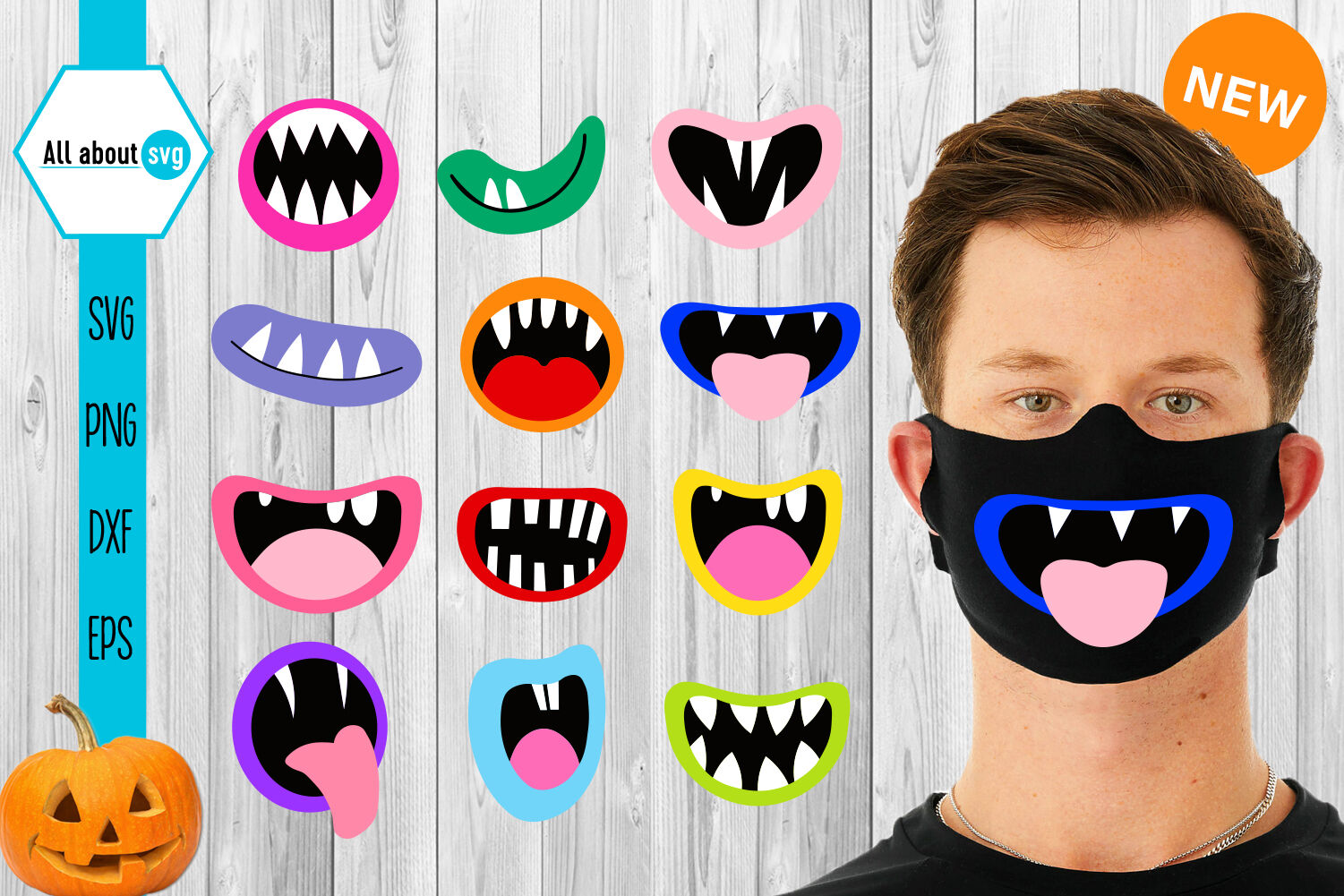 Halloween Mouth Bundle Halloween Face Mask Bundle By All About Svg Thehungryjpeg Com