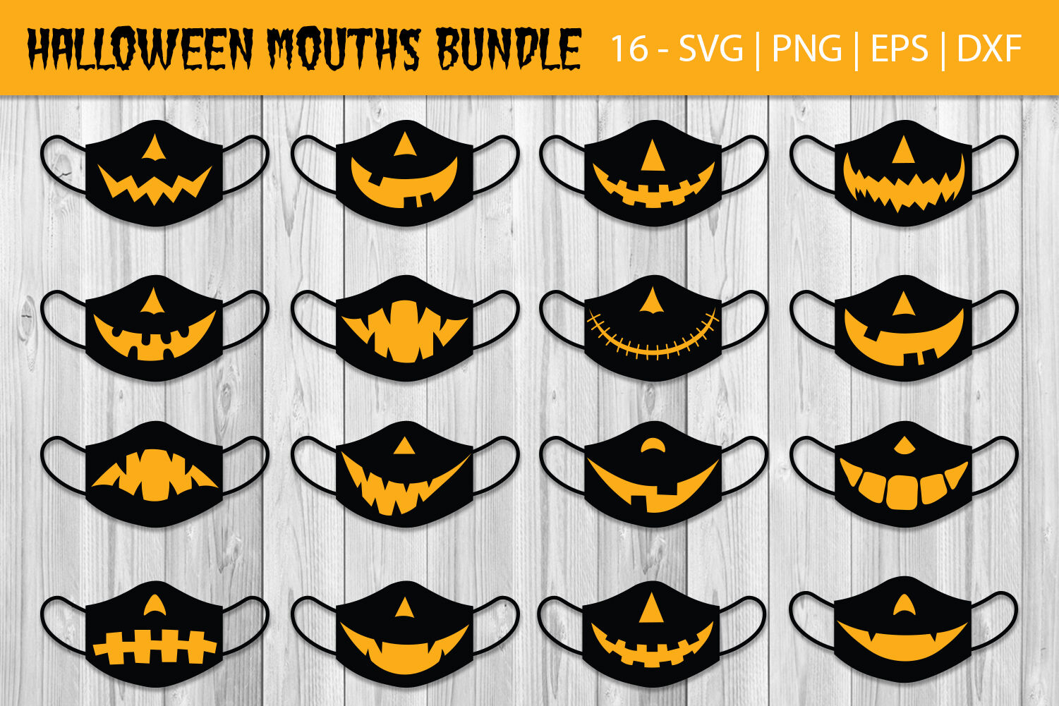 Pumpkin Mouth Bundle Halloween Face Mask Bundle By All About Svg Thehungryjpeg Com