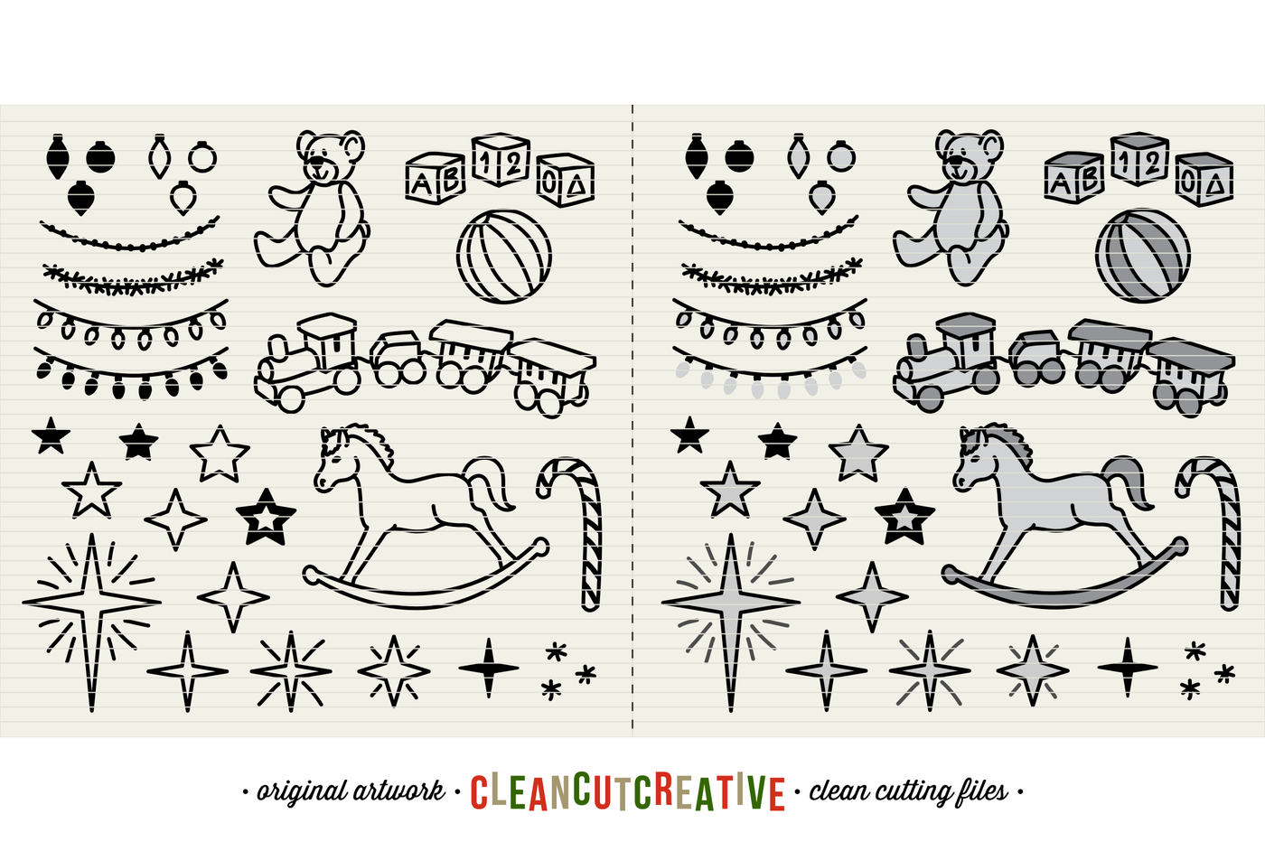 The Crafters Christmas Toolkit 150 Christmas Design Elements Svg Dxf Eps By Cleancutcreative Thehungryjpeg Com