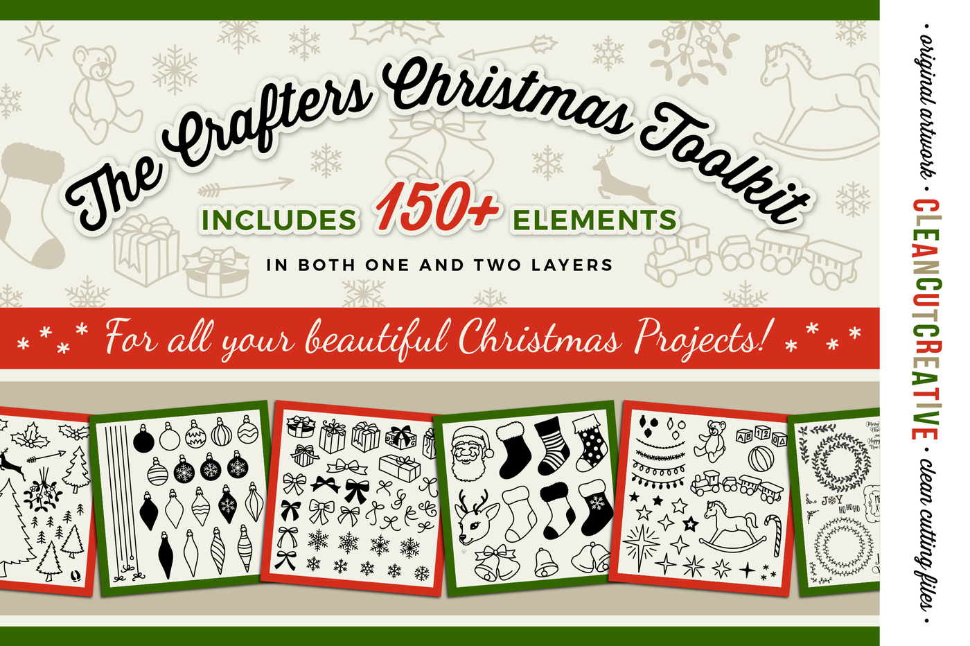 Download The Crafters Christmas Toolkit 150 Christmas Design Elements Svg Dxf Eps By Cleancutcreative Thehungryjpeg Com