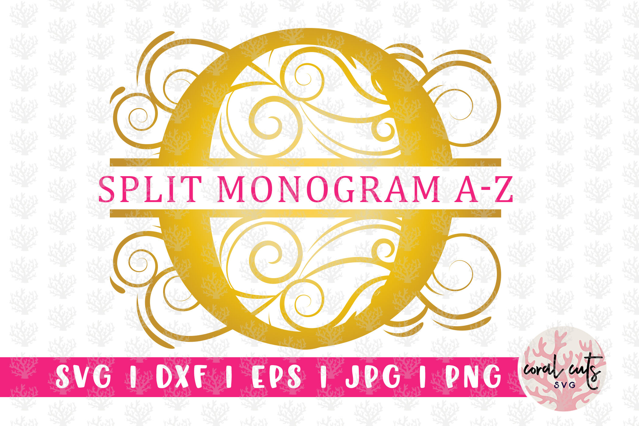 Download Decorative Swirl Split Monogram Alphabets A To Z Eps Svg Dxf Jpg P By Coralcuts Thehungryjpeg Com