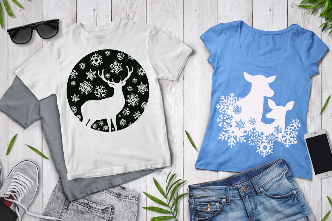 Download Winter Scene with Deer Bundle SVG, Christmas Deer SVG ...