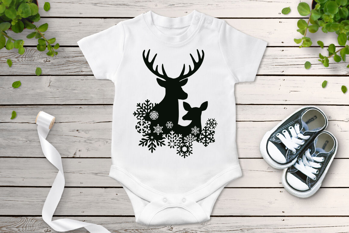 Winter Scene with Deer Bundle SVG, Christmas Deer SVG, Merry Christmas