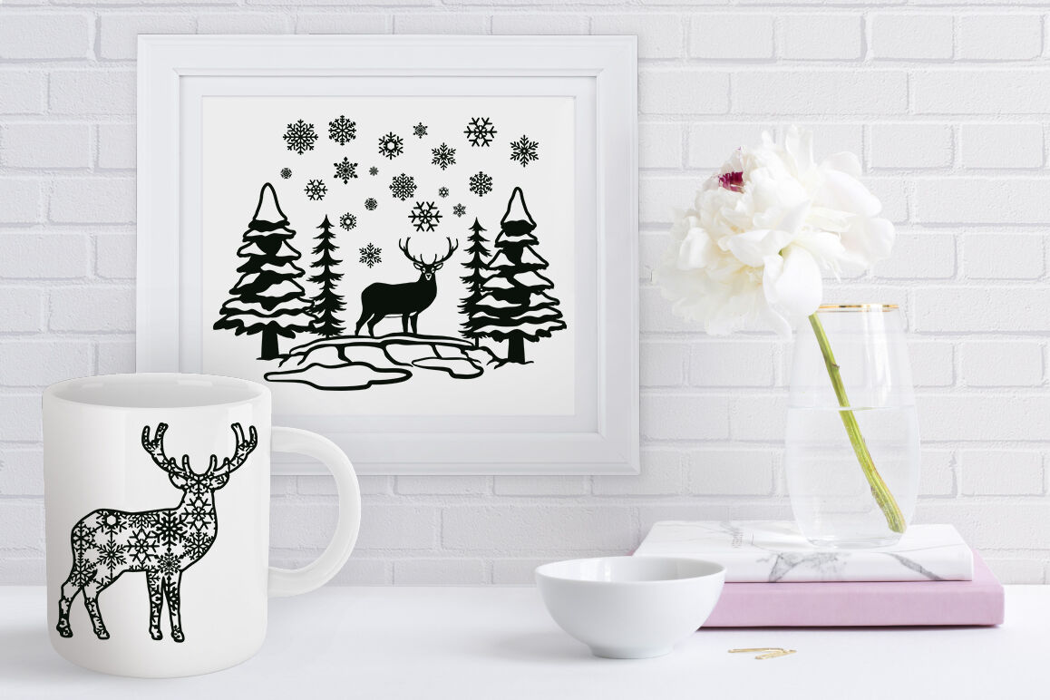 Download Deer Svg Christmas Scene With Deer Bundle Svg Winter Scene With Deer By Doodle Cloud Studio Thehungryjpeg Com