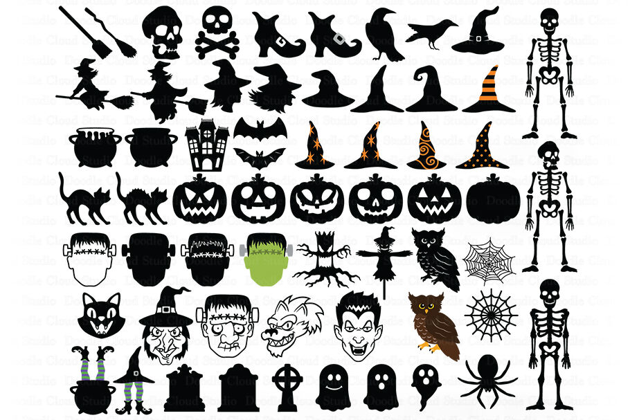 Halloween Svg Halloween 61 Elements Svg Cut Files Pumpkin Monster By Doodle Cloud Studio Thehungryjpeg Com