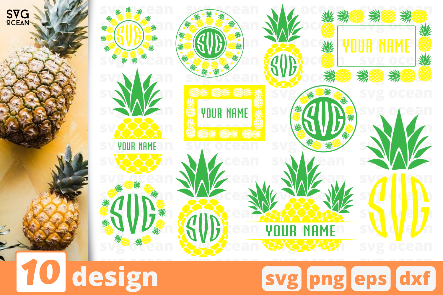 Download 10 Monogram Frames Pineapple Cricut Svg By Svgocean Thehungryjpeg Com SVG, PNG, EPS, DXF File