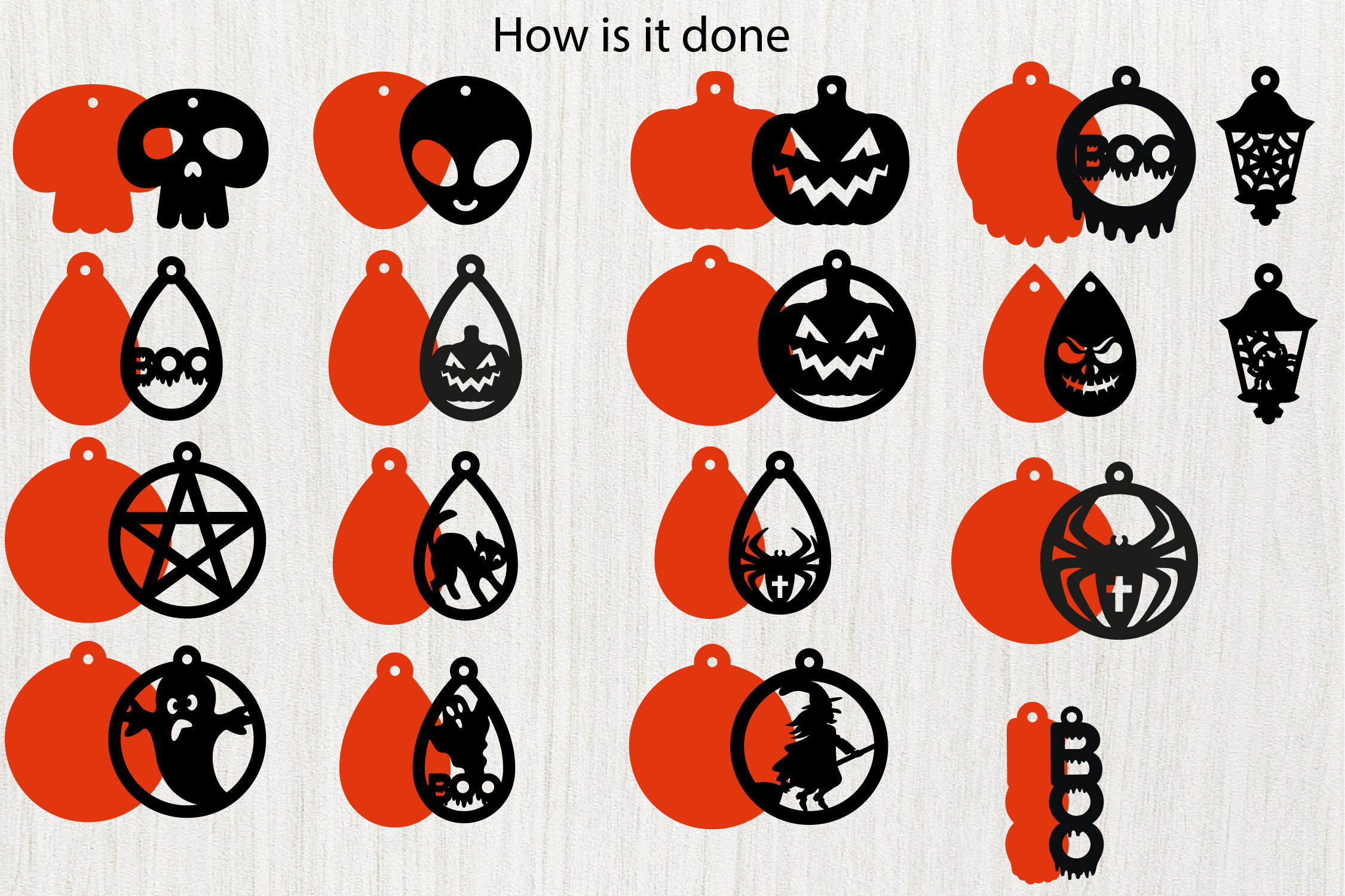 Halloween Tear Drop Earrings SVG, Faux Leather Earrings SVG By