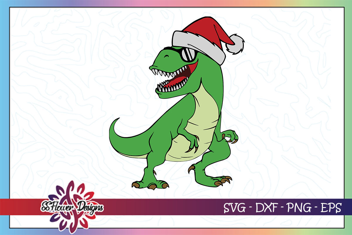 Download Christmas Funny T Rex Svg T Rex Svg T Rex With Christmas Hat Svg By Ssflowerstore Thehungryjpeg Com