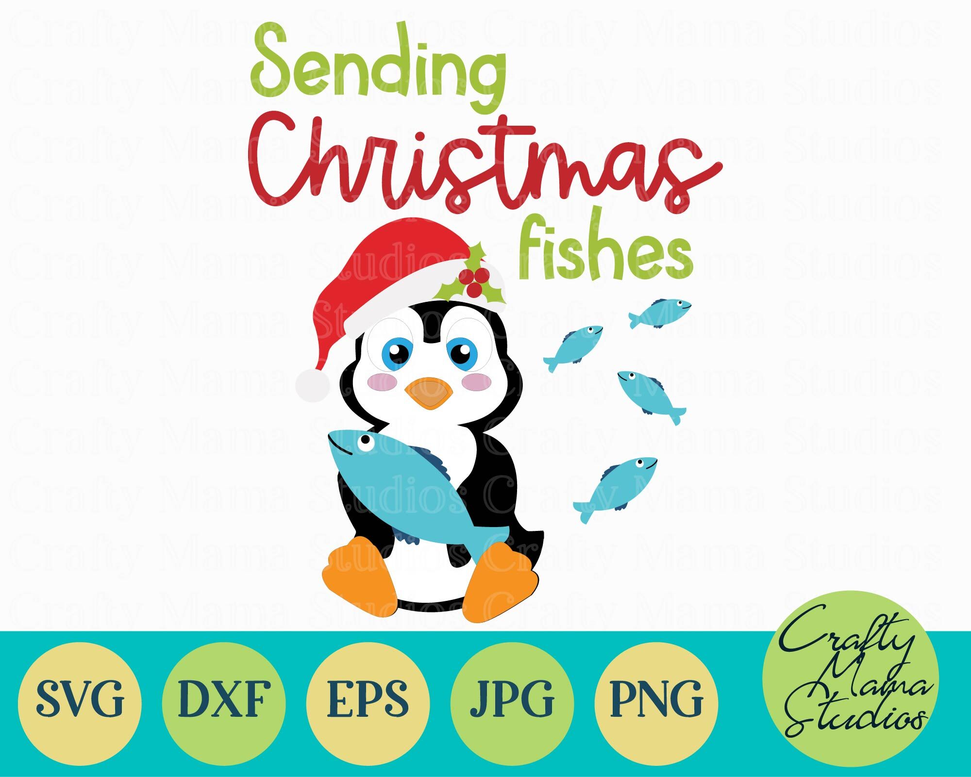 Christmas Svg Animal Svg Penguin Svg Christmas Fishes By Crafty Mama Studios Thehungryjpeg Com