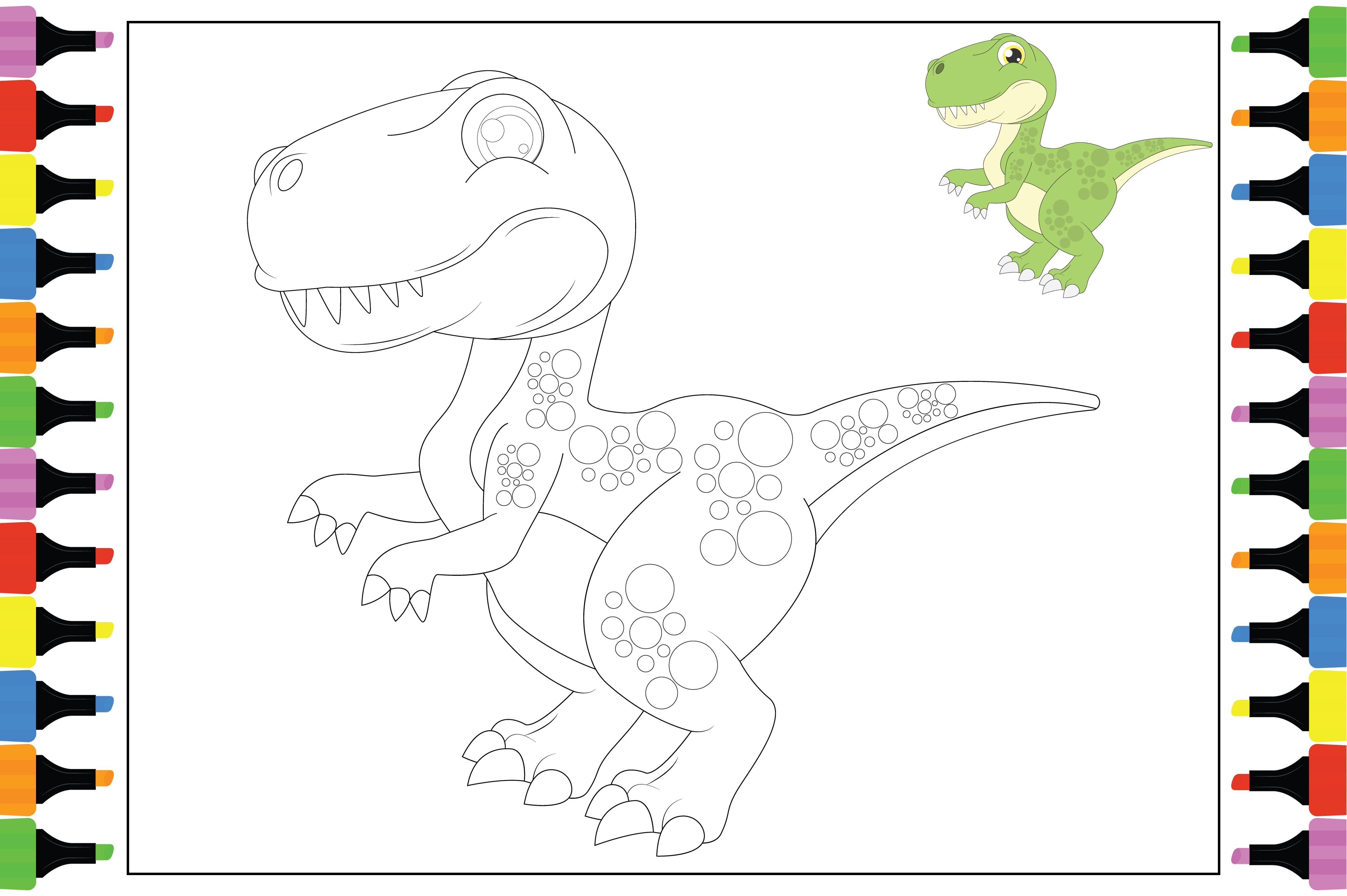 Tyrannosaurus rex dinosaur coloring page vector illustration