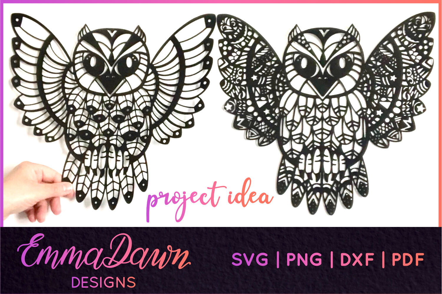 Download Olly The Owl Mandala Zentangle 2 Designs Svg Dxf Png By Emma Dawn Designs Thehungryjpeg Com PSD Mockup Templates