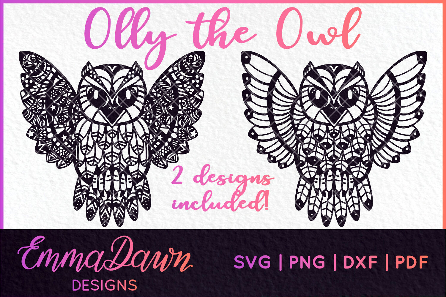 Download Olly The Owl Mandala Zentangle 2 Designs Svg Dxf Png By Emma Dawn Designs Thehungryjpeg Com PSD Mockup Templates