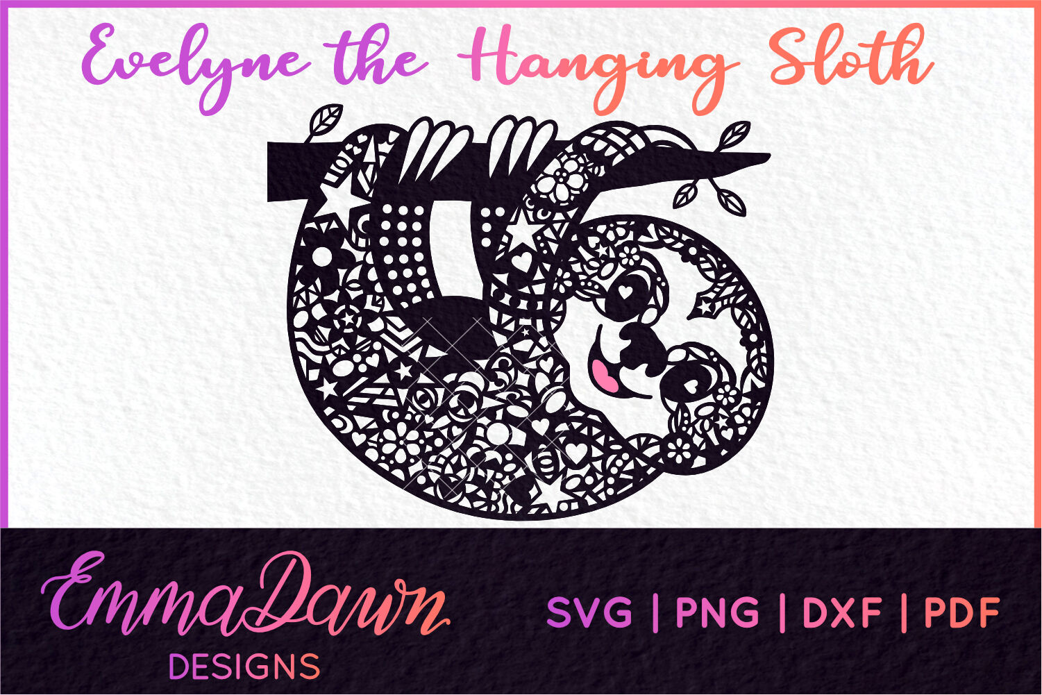 Download Evelyne The Hanging Sloth Mandala Zentangle Design Svg By Emma Dawn Designs Thehungryjpeg Com