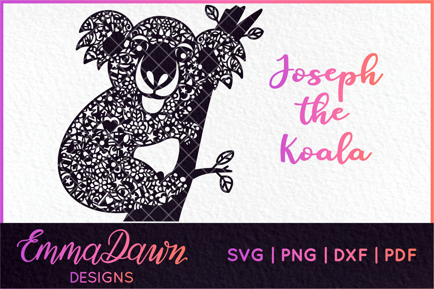 Download JOSEPH THE KOALA MANDALA / ZENTANGLE 2 DESIGNS SVG By Emma ...