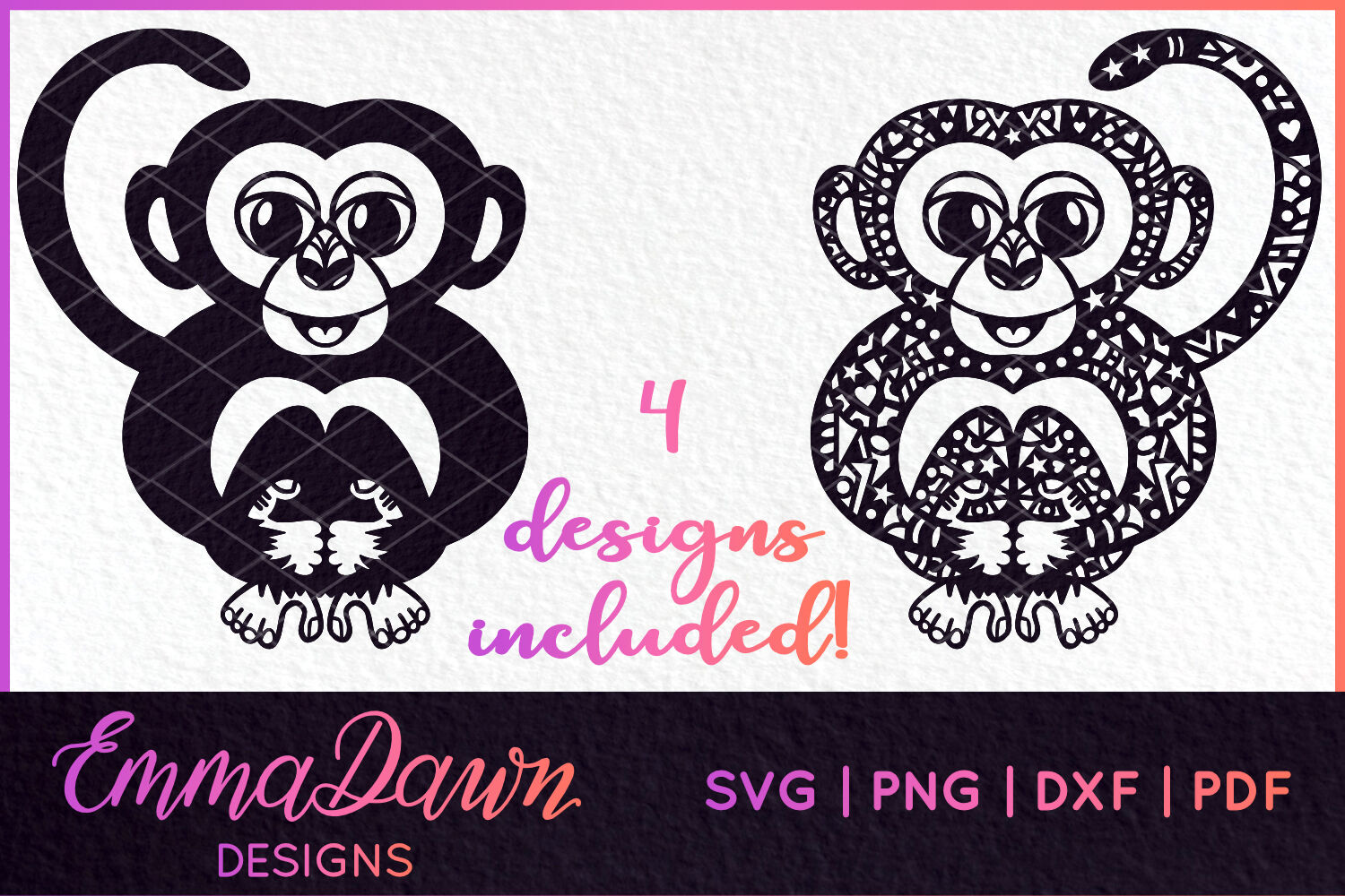 Marley The Monkey Mandala Zentangle 4 Designs Svg By Emma Dawn Designs Thehungryjpeg Com