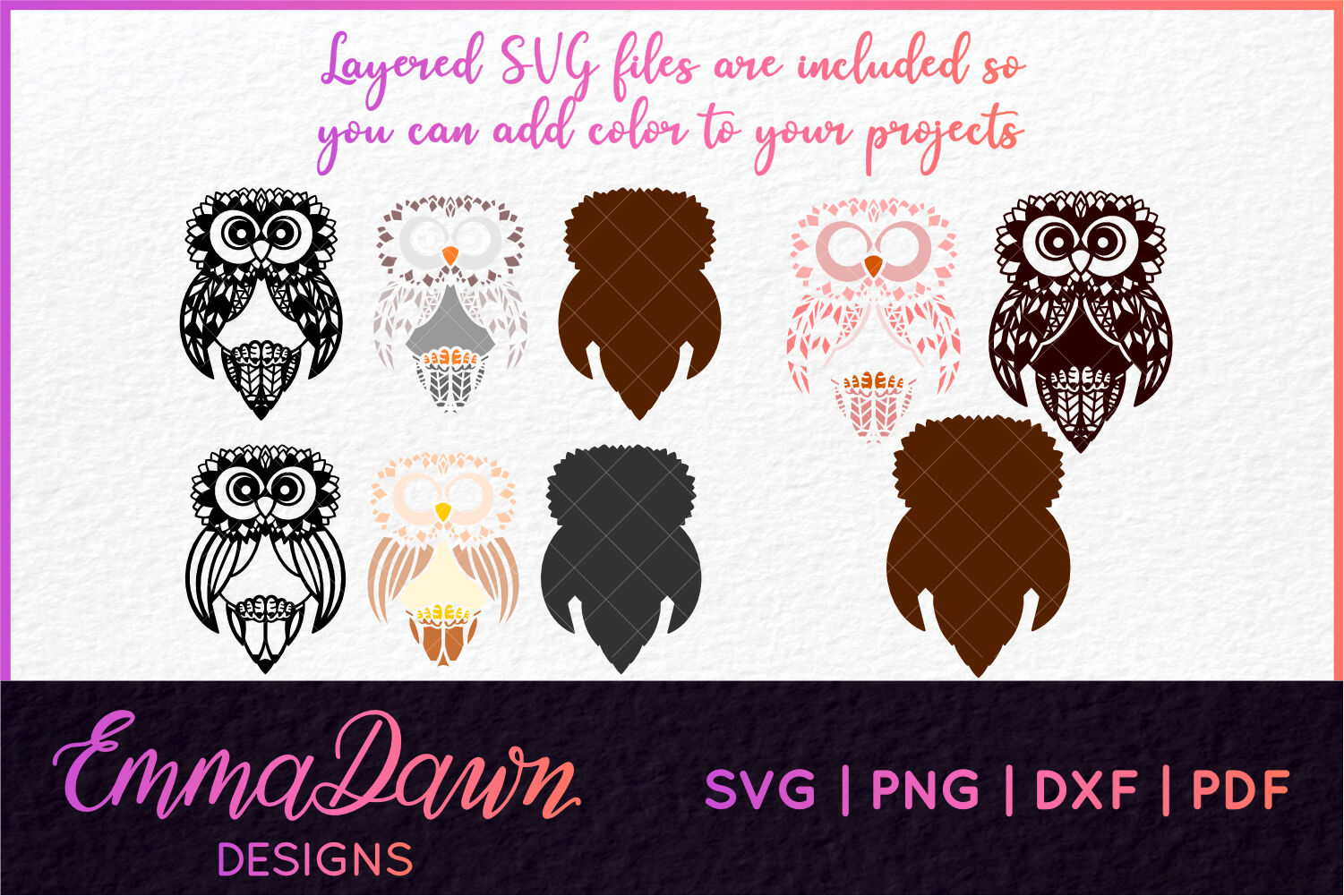 Download Anne The Fluffy Owl Mandala Zentangle Design Svg By Emma Dawn Designs Thehungryjpeg Com