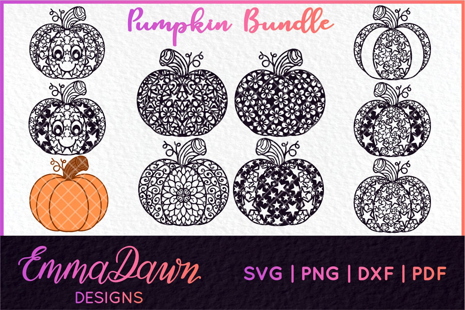 Pumpkin Bundle Halloween Fall Mandala Zentangle 10 Design By Emma Dawn Designs Thehungryjpeg Com