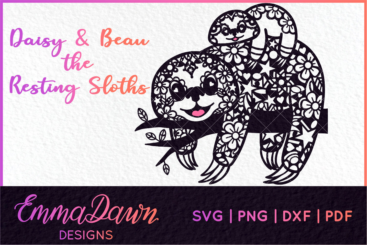 Download Daisy Beau The Resting Sloths Mandala Zentangle Design By Emma Dawn Designs Thehungryjpeg Com