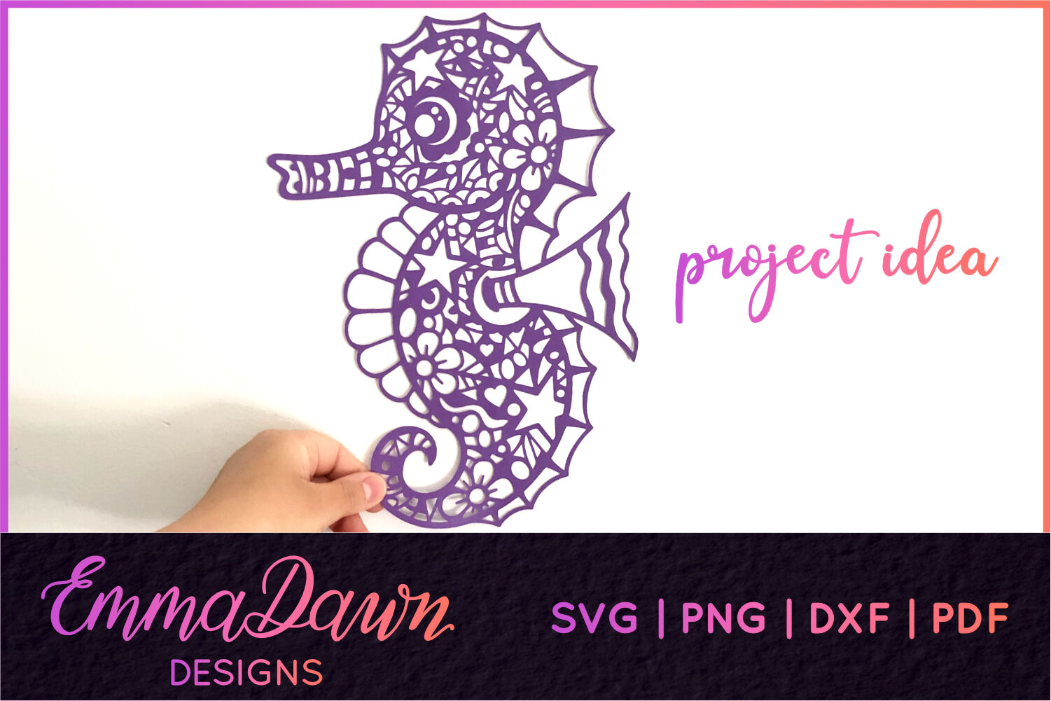 Sandy The Seahorse Mandala Zentangle Design Svg By Emma Dawn Designs Thehungryjpeg Com