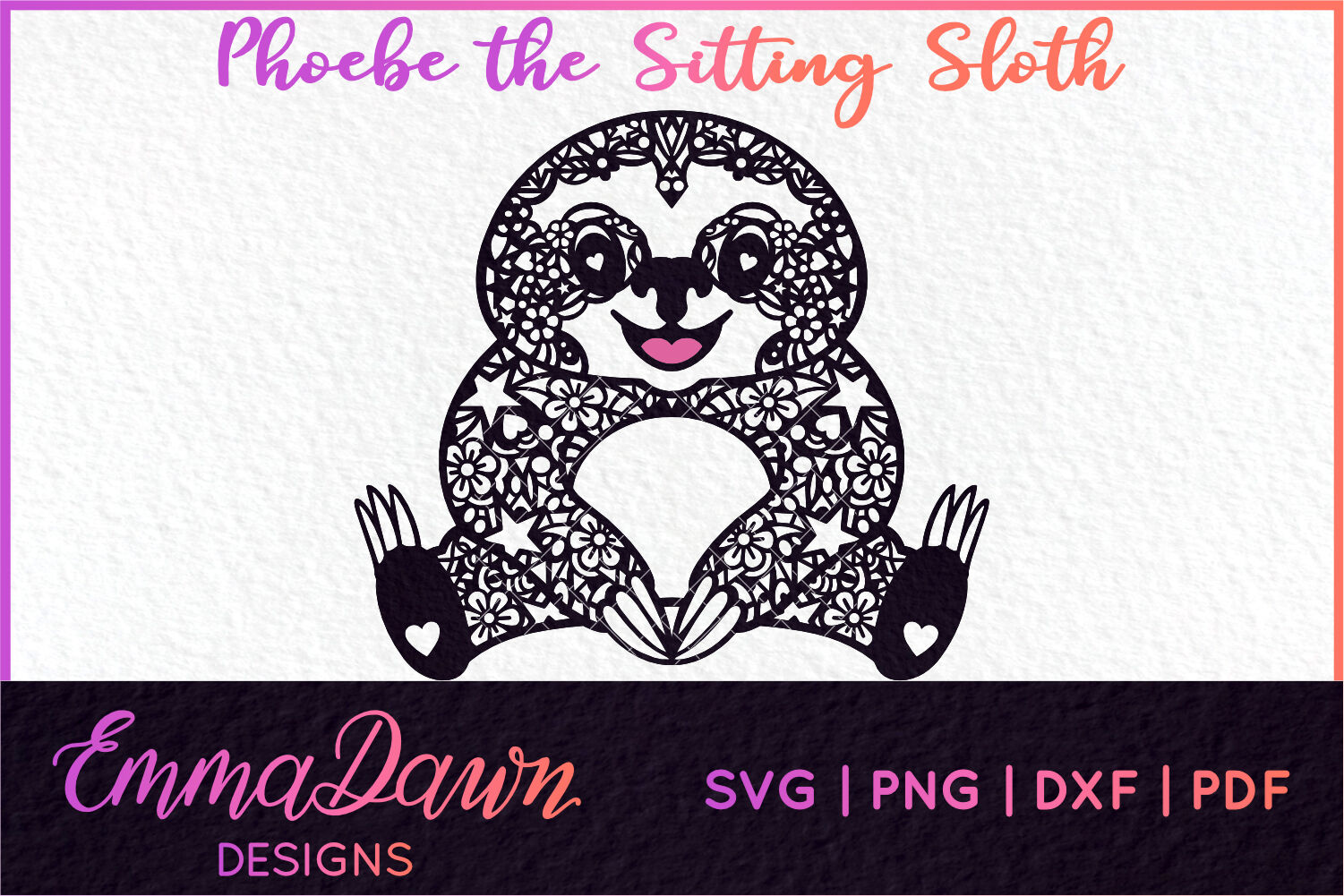 Phoebe The Sitting Sloth Mandala Zentangle Design Svg By Emma Dawn Designs Thehungryjpeg Com