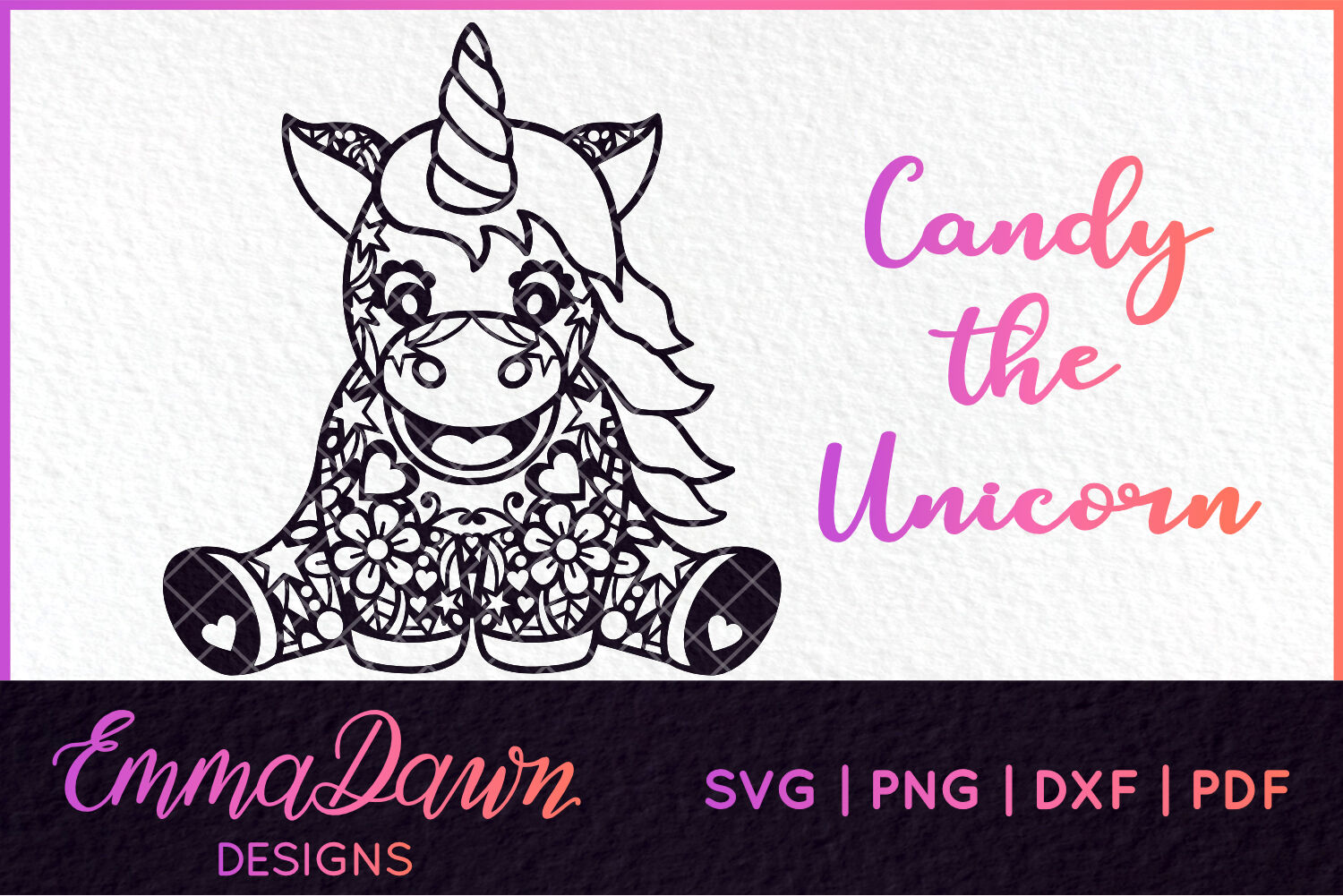 Download Candy The Unicorn Mandala Zentangle Design Svg By Emma Dawn Designs Thehungryjpeg Com