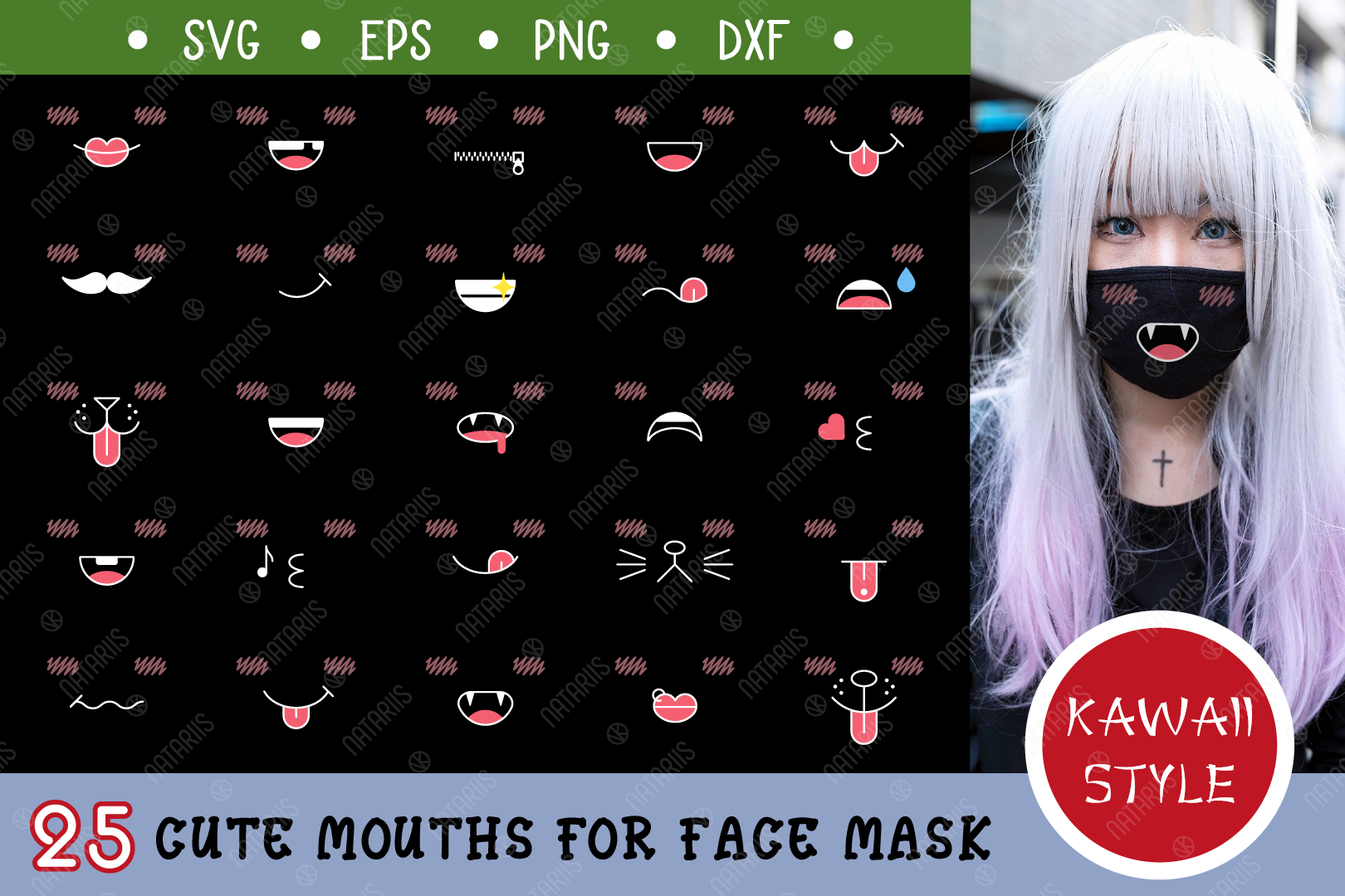 Civic mindre Modsige 25 Cute mouths for Black Medical Face Mask. SVG Kawaii Style. By Natariis  Studio | TheHungryJPEG