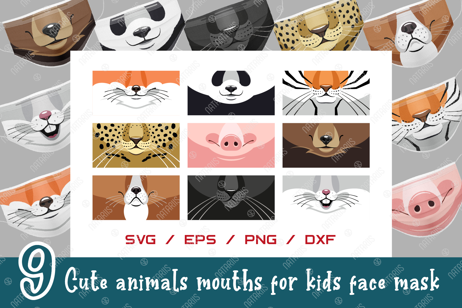 Download Svg Bundle 9 Cute Animals Mouths For Protective Face Mask By Natariis Studio Thehungryjpeg Com